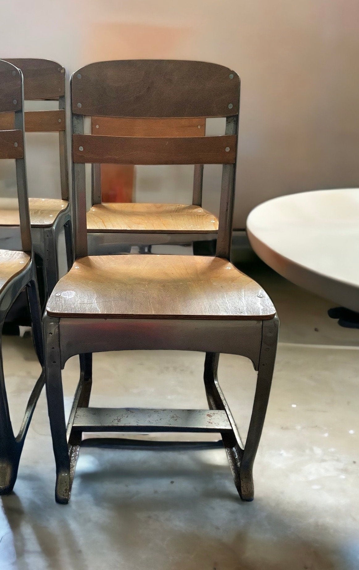 Vintage 4 Industrial Style Chairs by the American Seating Company of Grand Rapids, Michigan USA