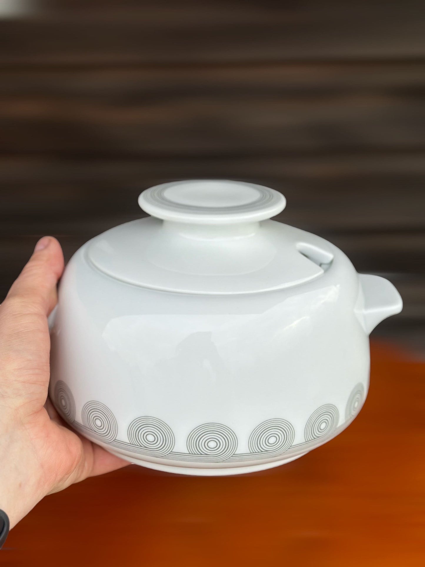 Vintage Melitta Circles Porcelain Black White Design Tureen Germany 1970s