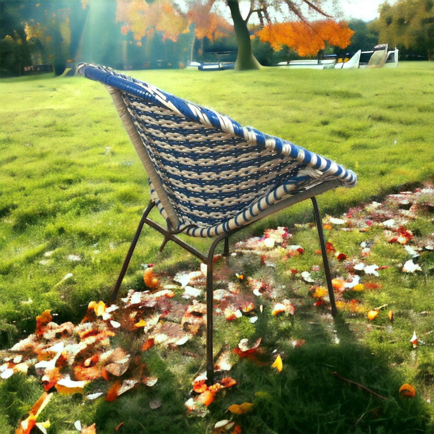 Vintage 1950’s Sputnik Satellite Woven Vinyl Chair