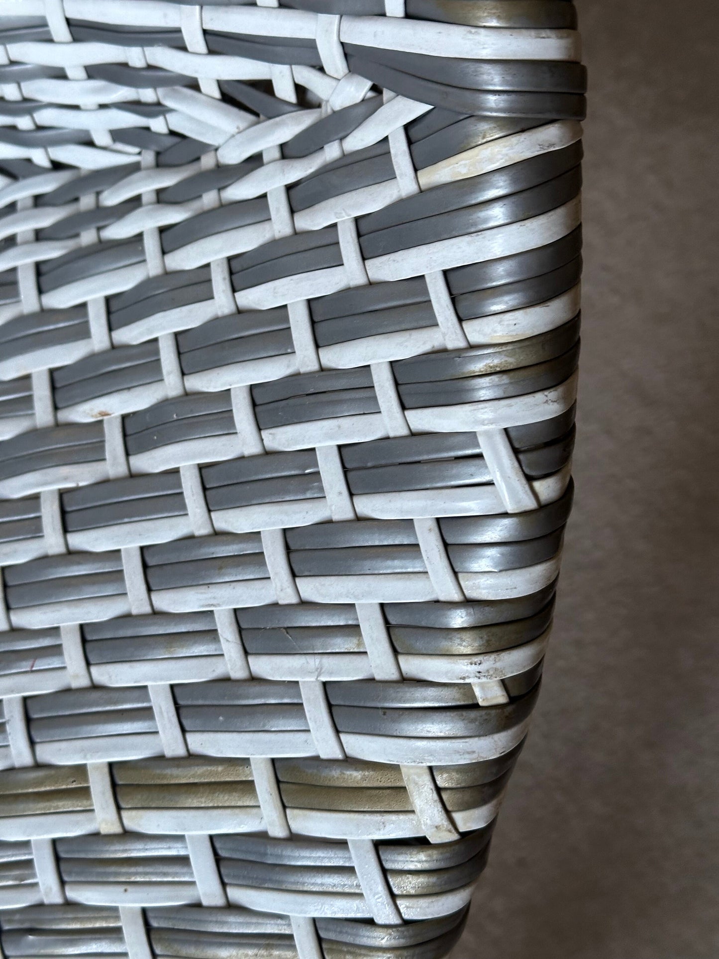 Vintage 1950’s Sputnik Satellite Woven Vinyl Chair in White and Silver