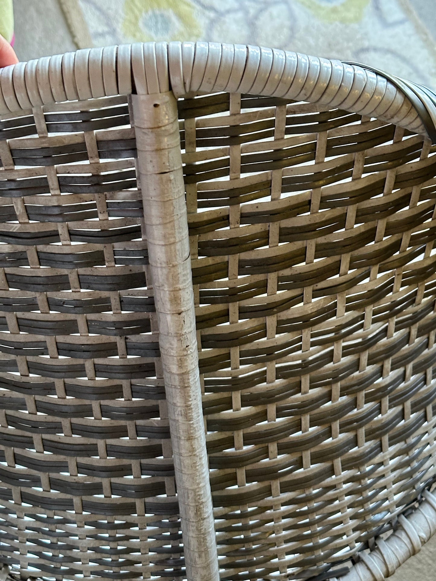Vintage 1950’s Sputnik Satellite Woven Vinyl Chair in White and Silver