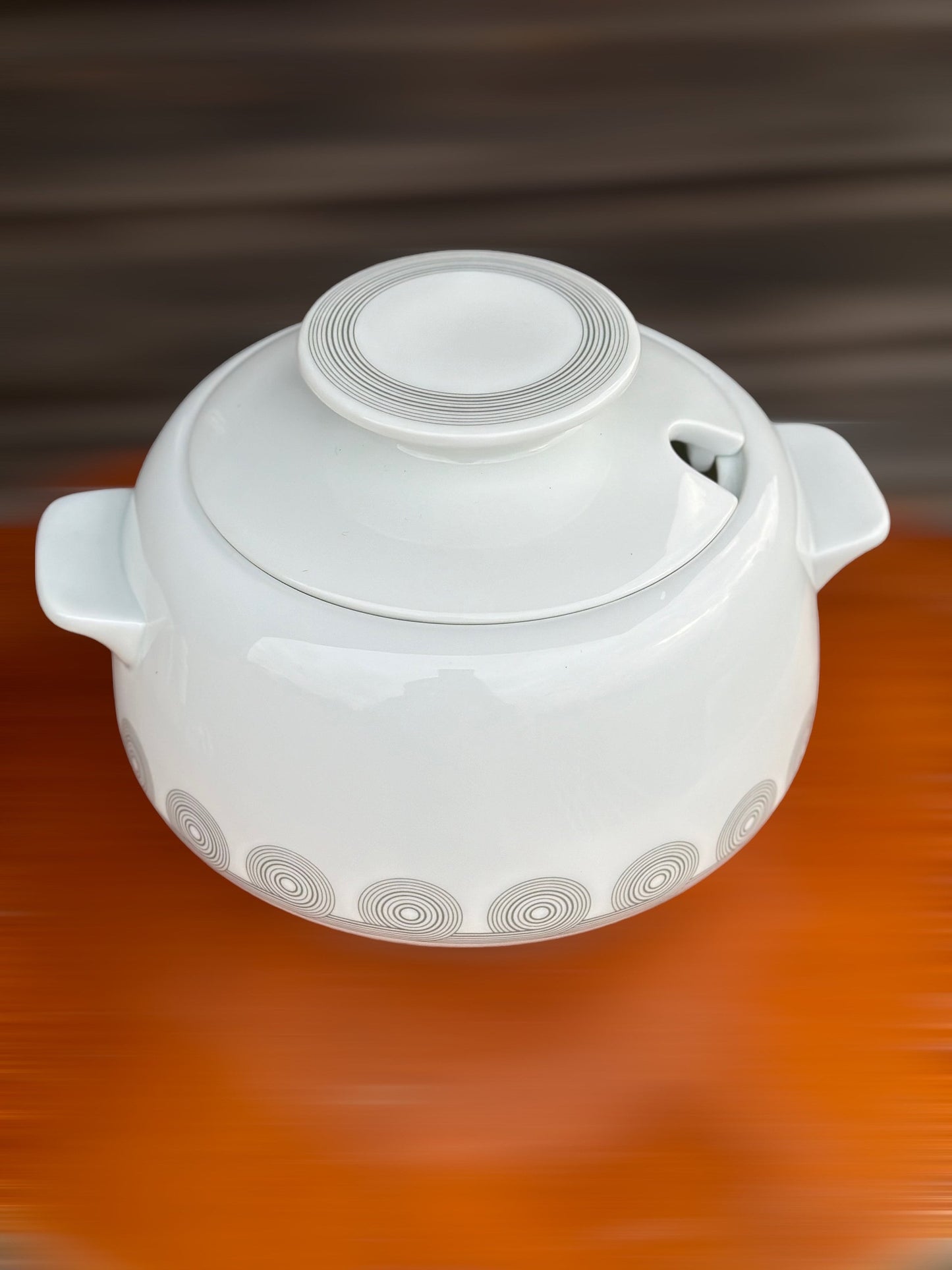 Vintage Melitta Circles Porcelain Black White Design Tureen Germany 1970s