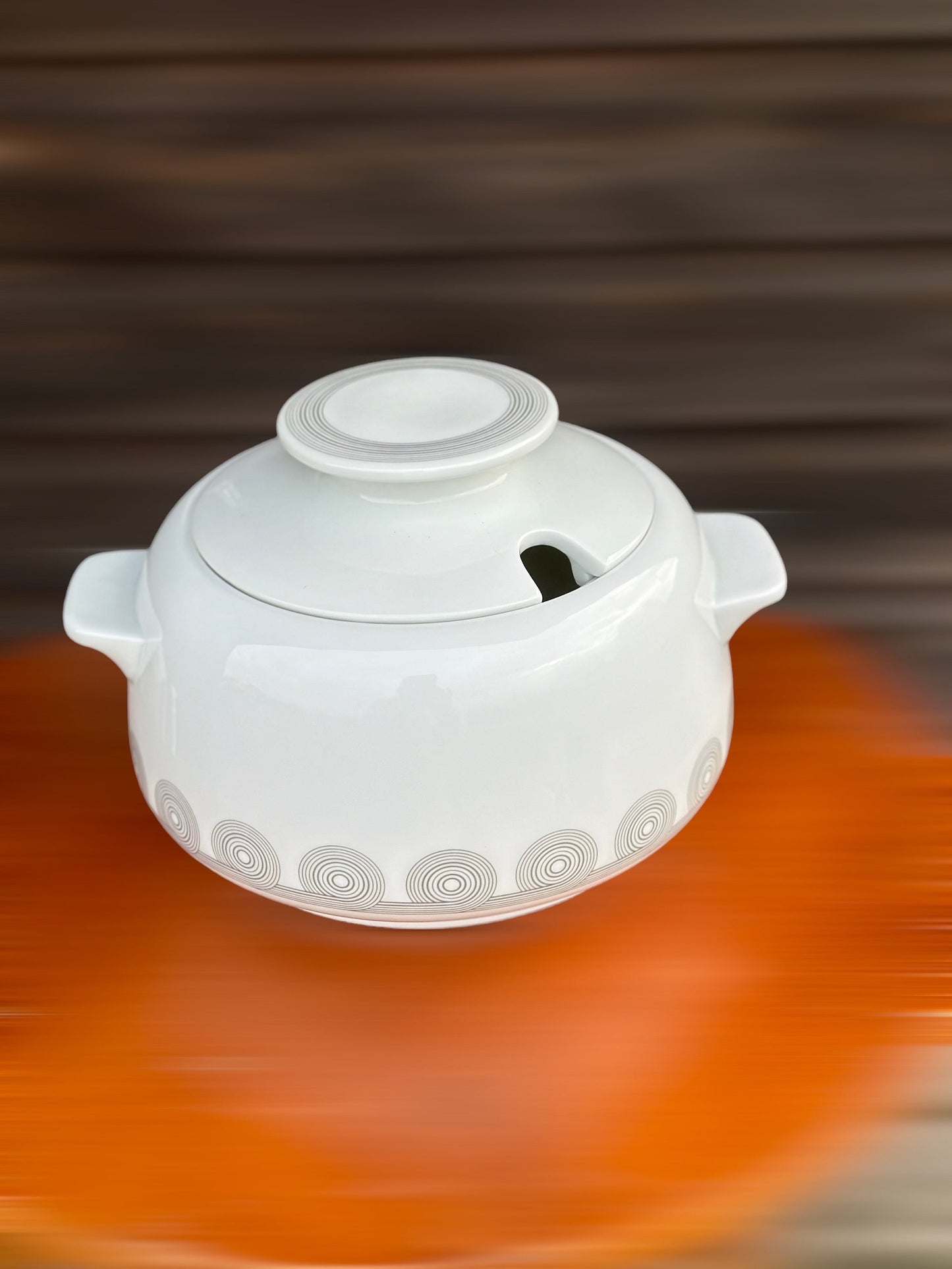 Vintage Melitta Circles Porcelain Black White Design Tureen Germany 1970s