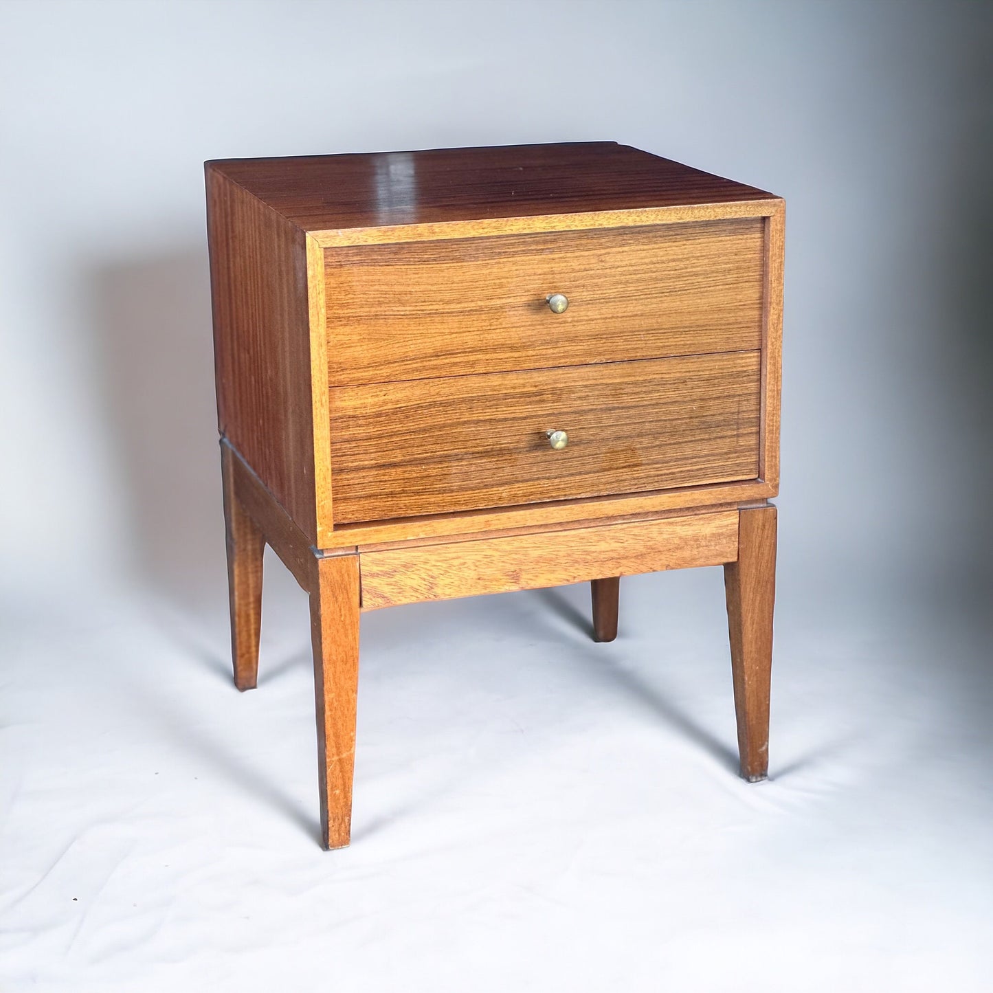 A Midcentury Two Drawer Bedside Cabinet by Uniflex 1960s