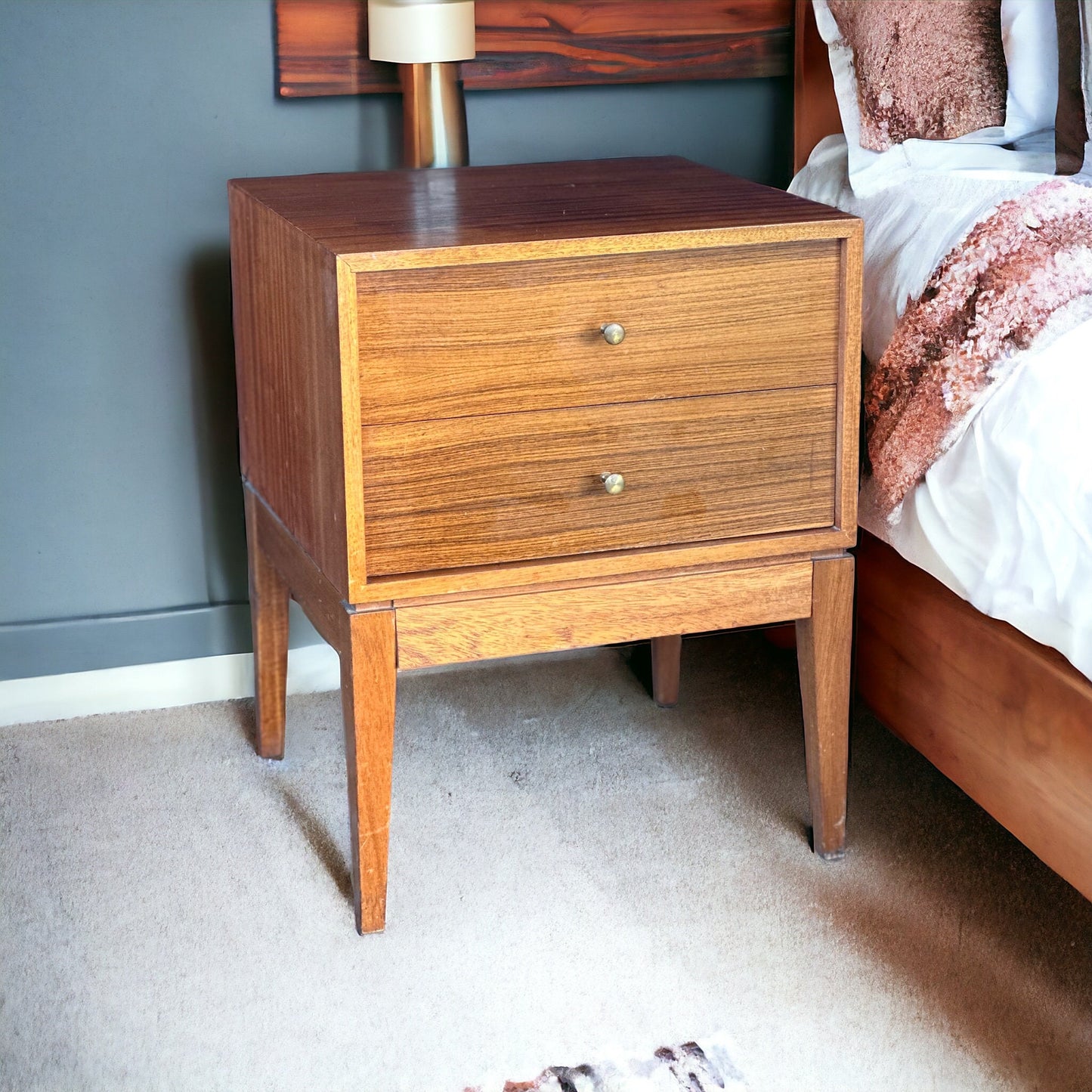 A Midcentury Two Drawer Bedside Cabinet by Uniflex 1960s
