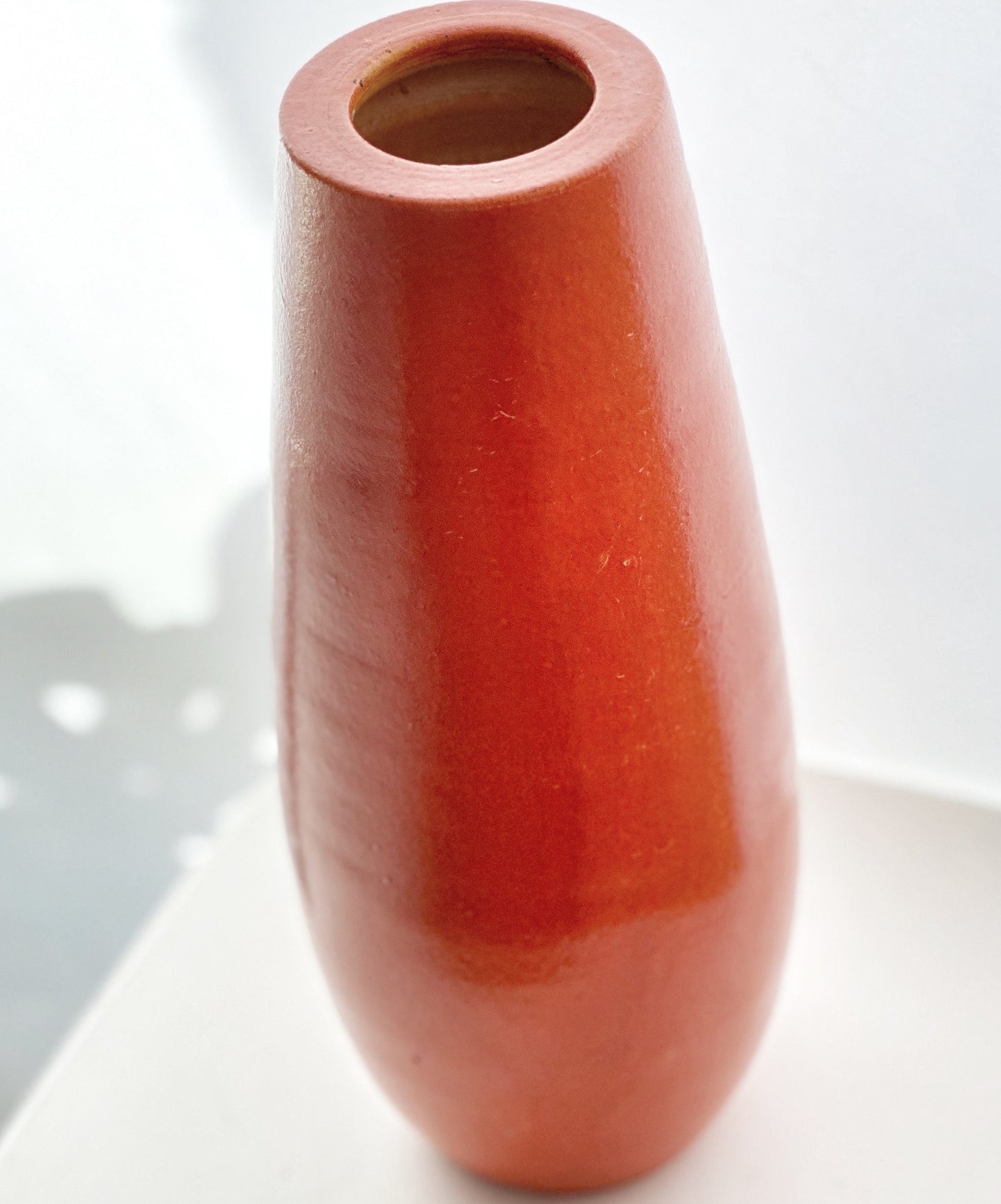 Vibrant Vintage Coiled Stoneware Vase - 1960s-70s Orange