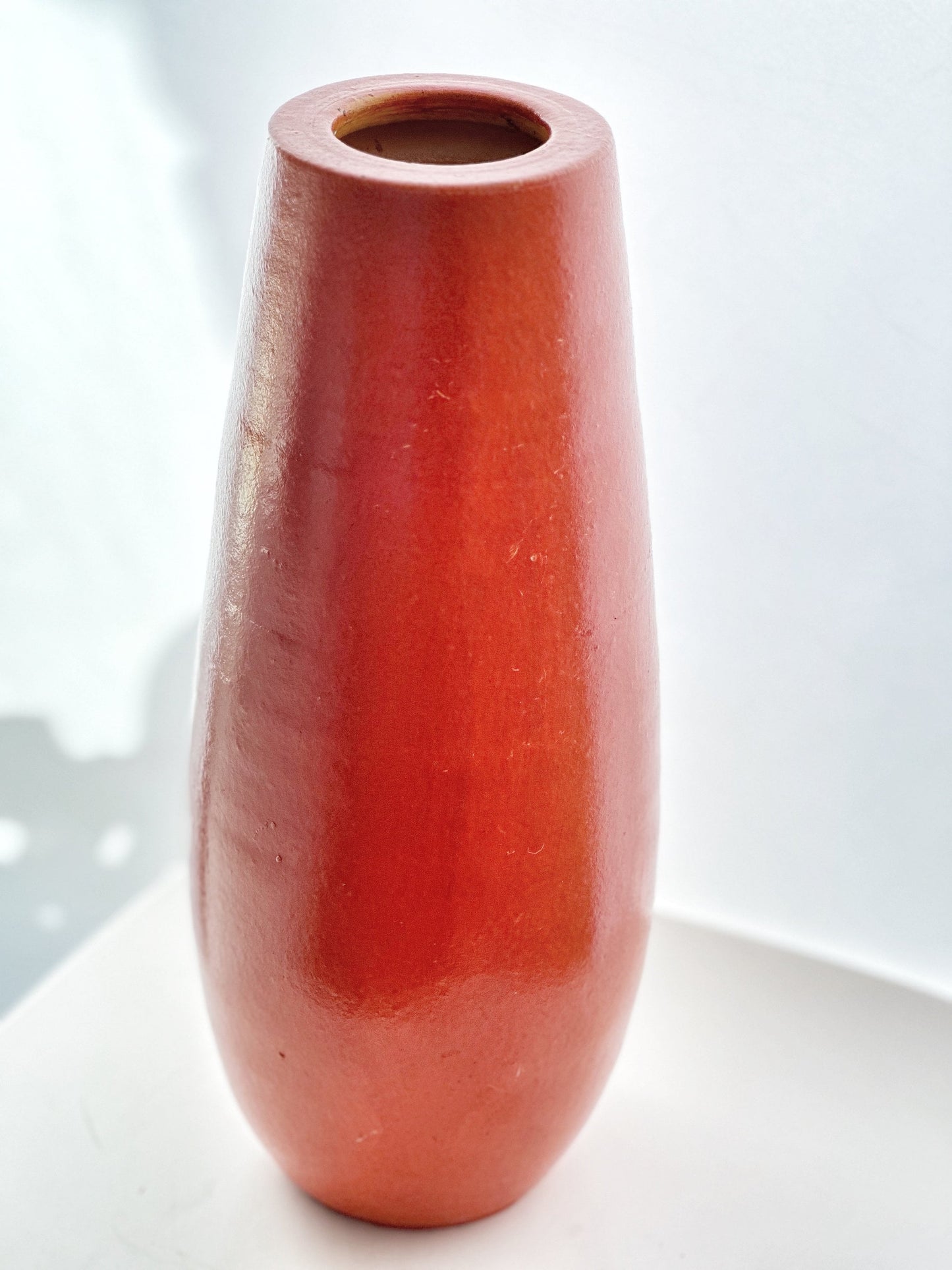 Vibrant Vintage Coiled Stoneware Vase - 1960s-70s Orange