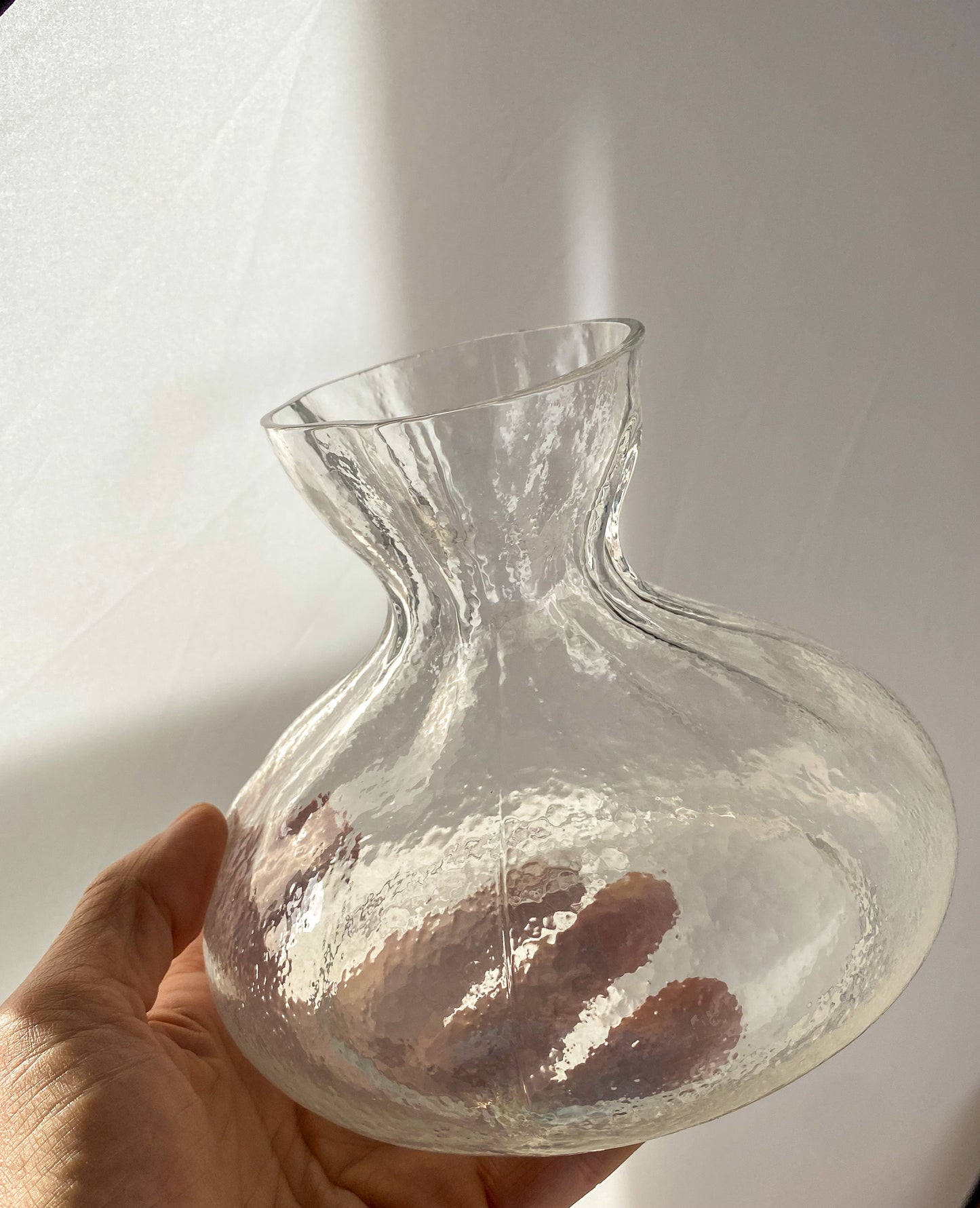 Scandinavian Sea Glasbruk Vase 'Glass Bag’ designed by Rune Strand Textured Glass