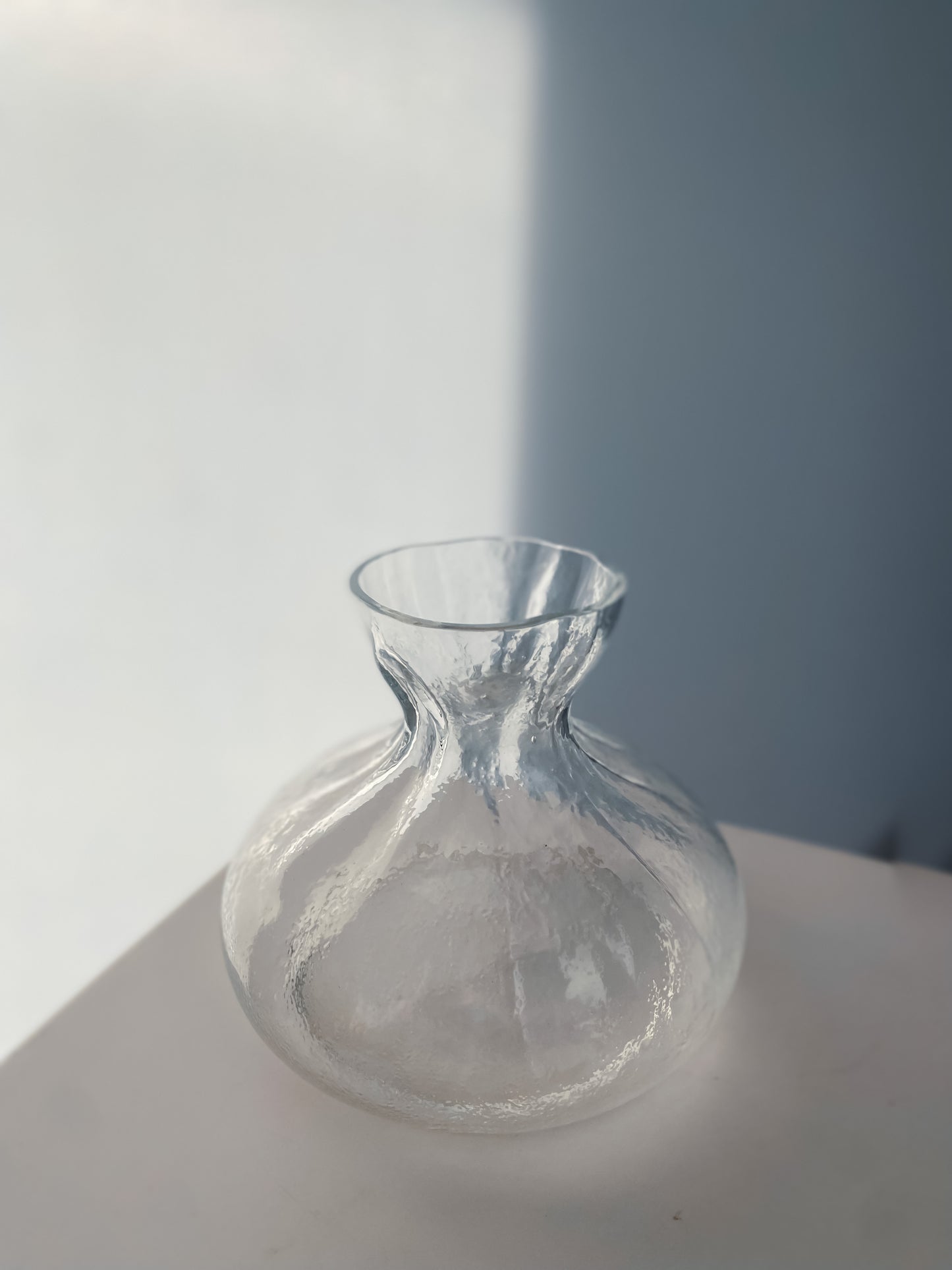 Scandinavian Sea Glasbruk Vase 'Glass Bag’ designed by Rune Strand Textured Glass
