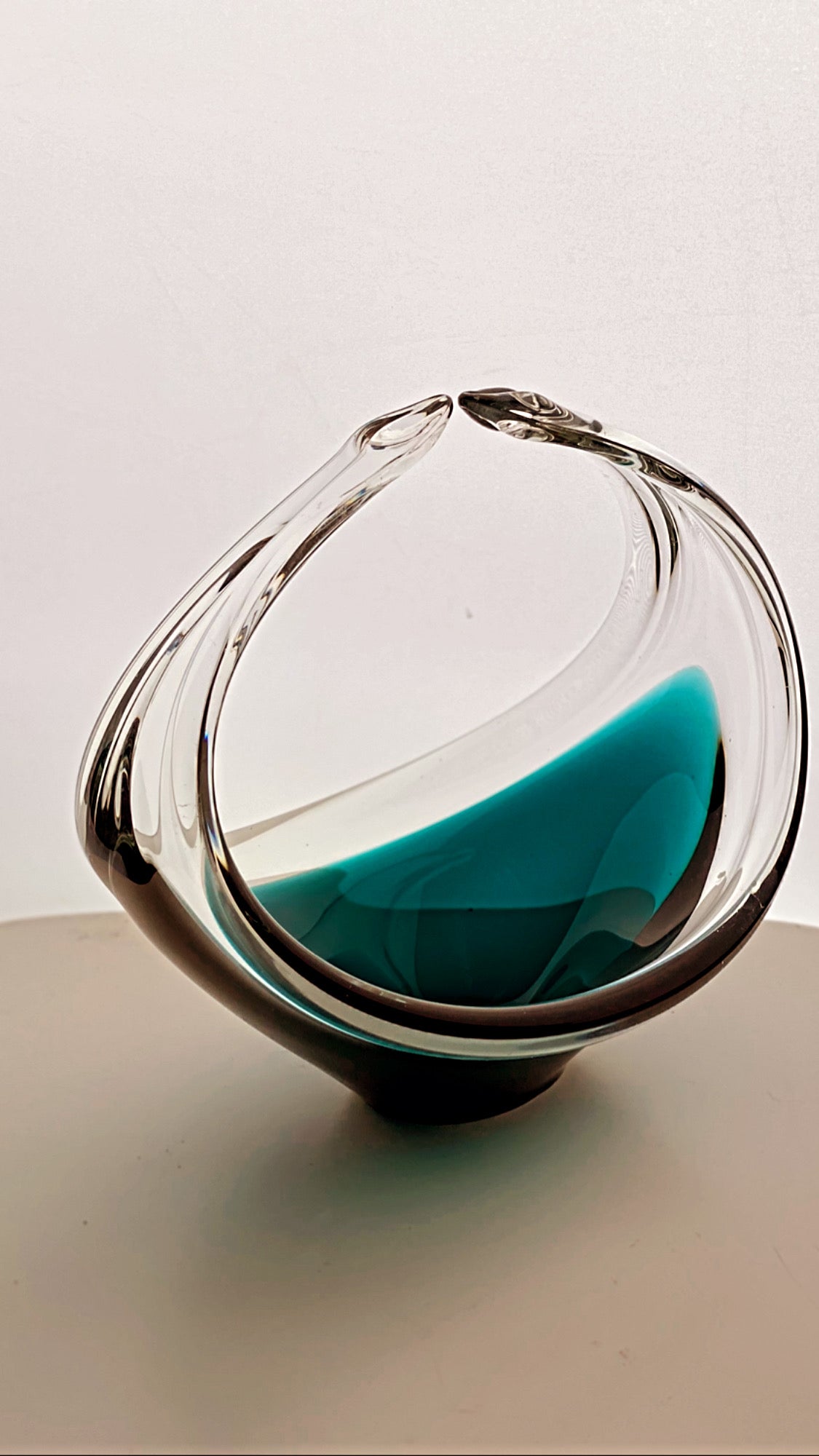 Glass basket Sulo Grönberg, Oy Kumela Finland 1970s