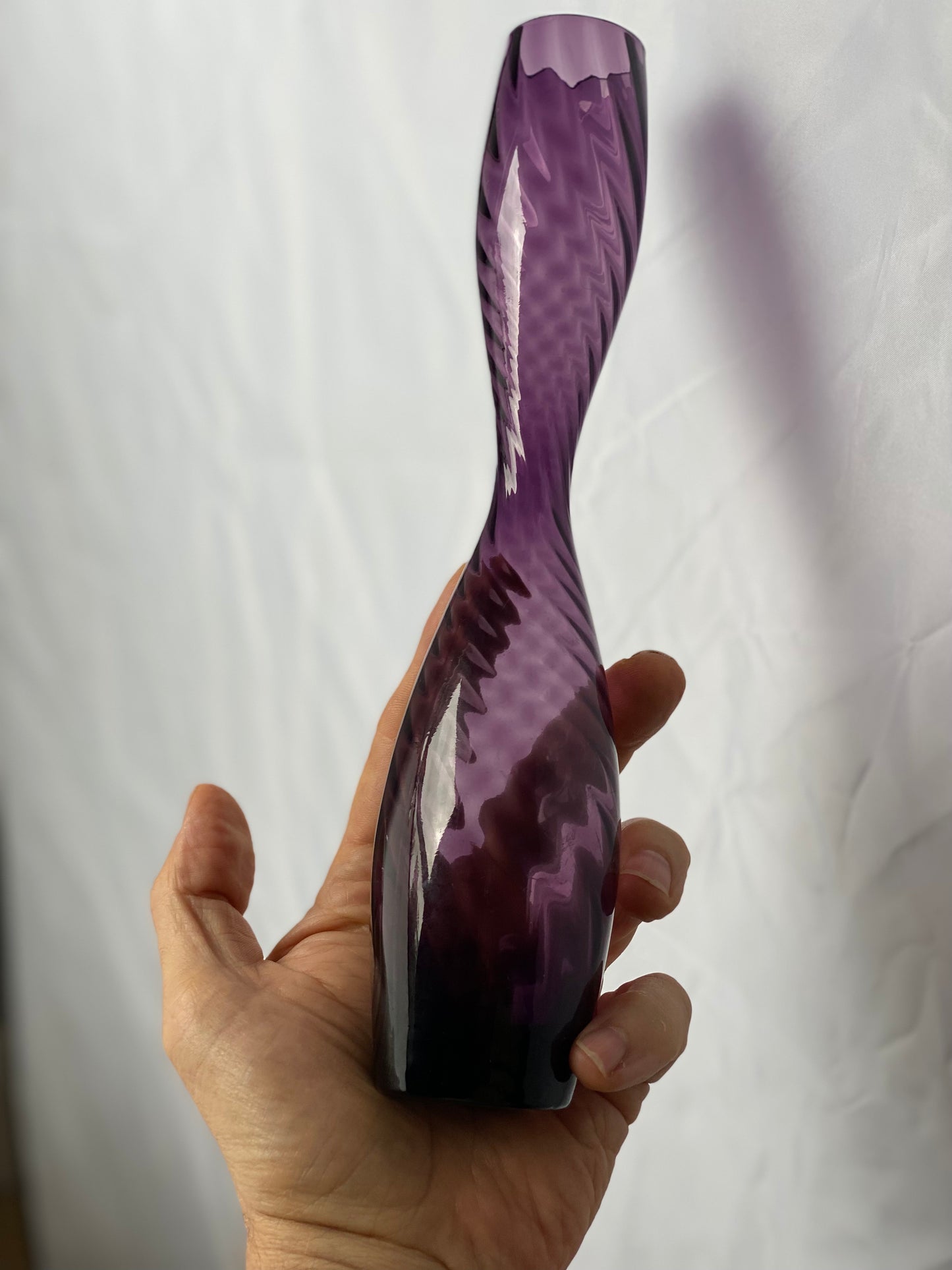 Swirls and curves - 1970s Vase - beautiful plum agate colour