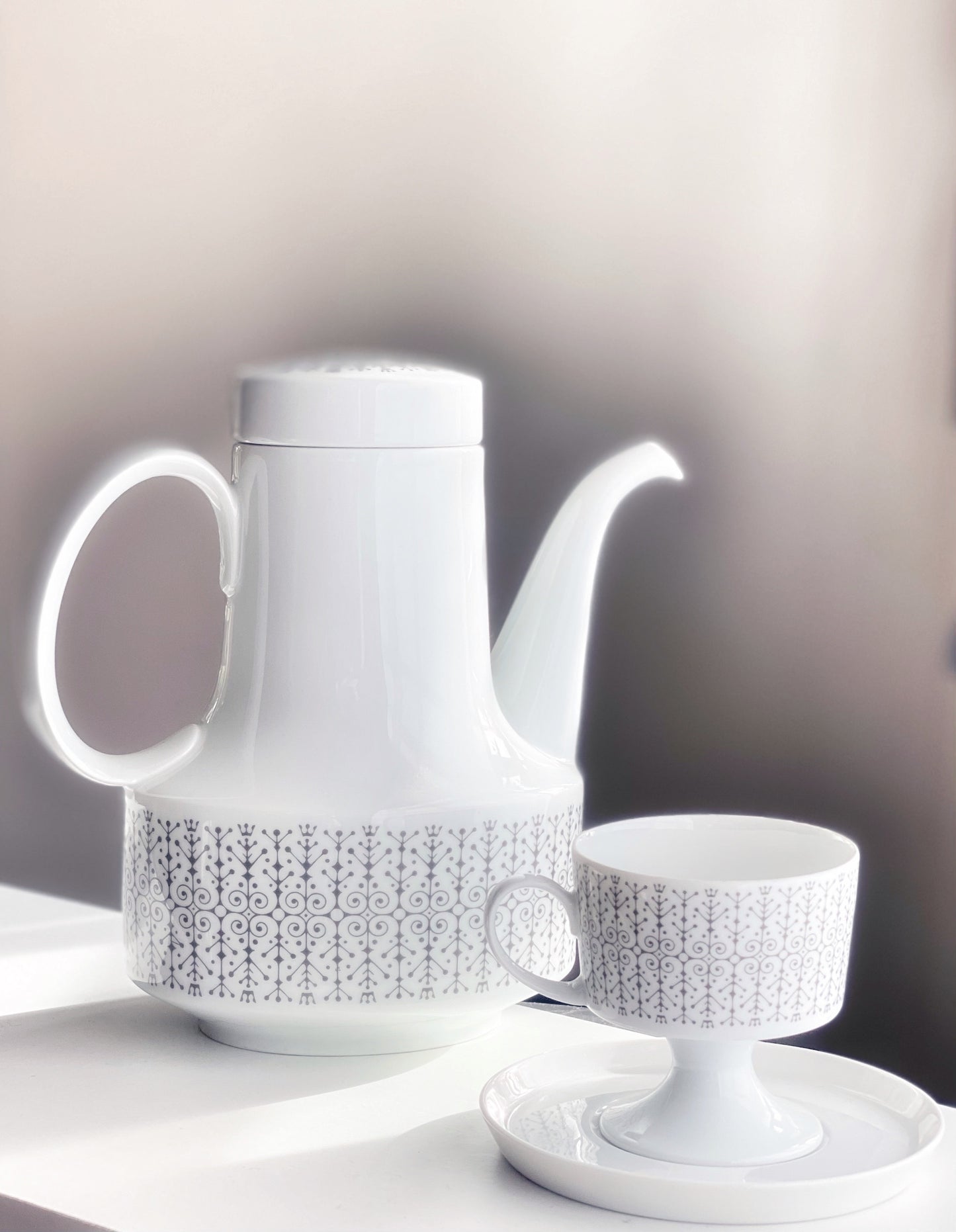 Tapio Wirkkala for Rosenthal Composition Sgrafitto Grey 6016 Tea Coffee ware 1963 Finland