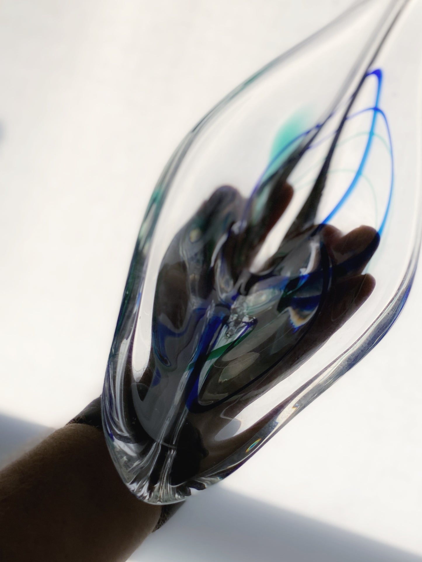 Vintage Glass Bowl by Max Verboeket for Maastricht Kristalunie, 1960s Blue Green, and Clear Glass