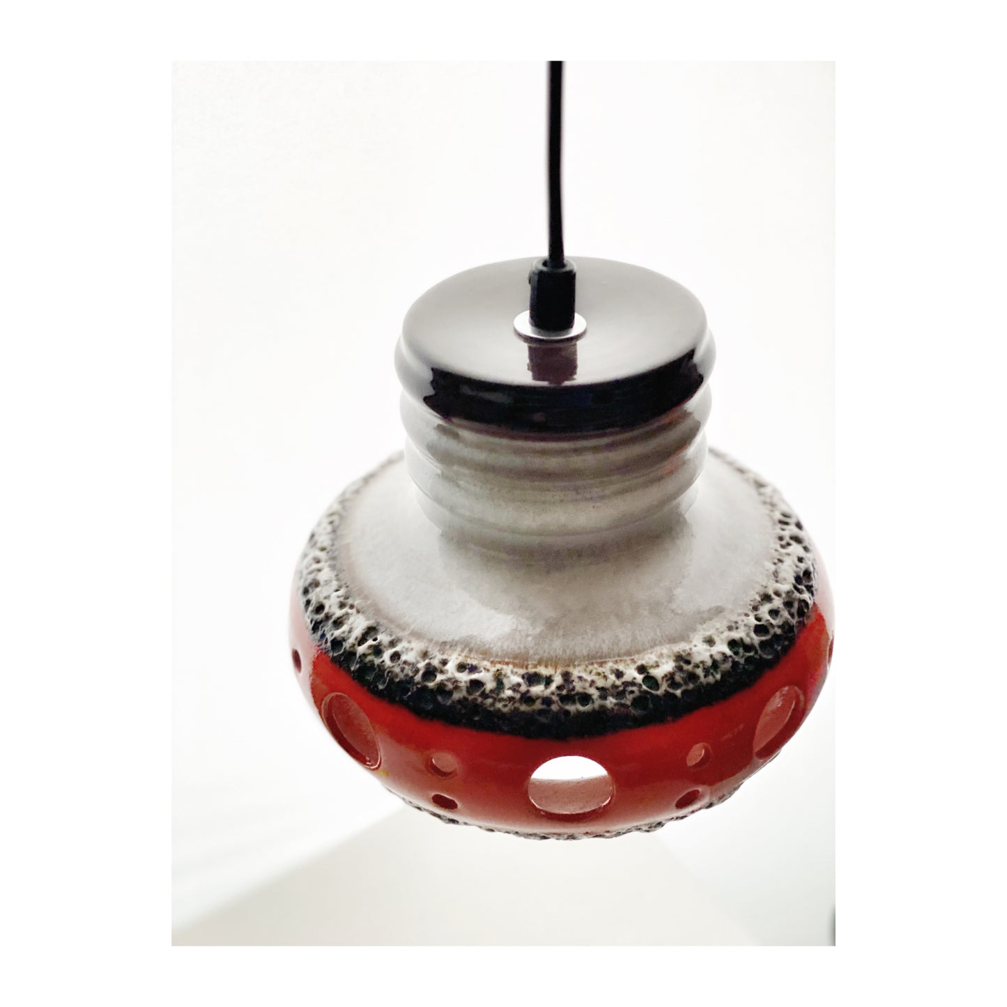 Herda Ceramic Volcanic Lava UFO 3 Light Pendant 1970s