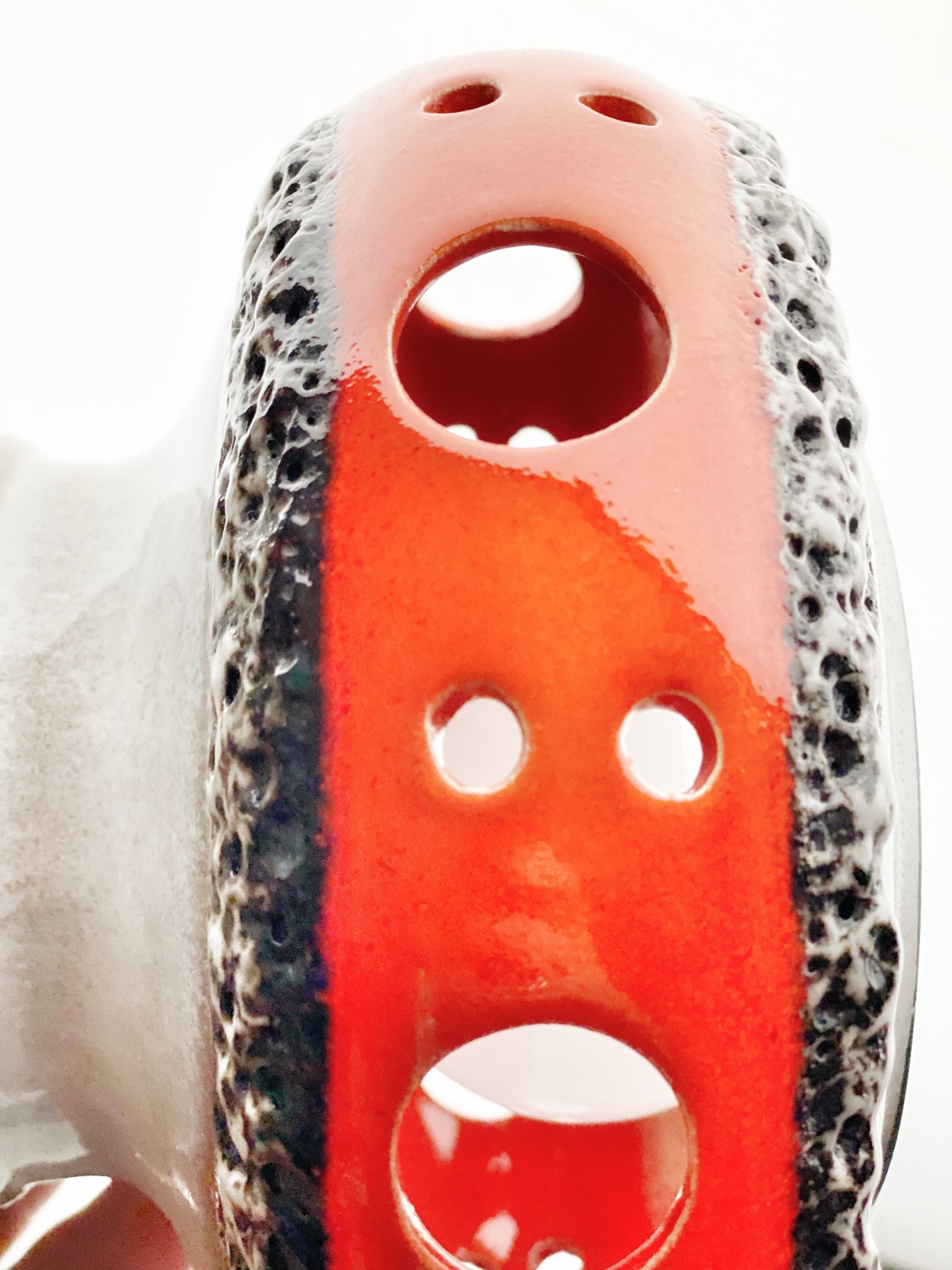 Herda Ceramic Volcanic Lava UFO 3 Light Pendant 1970s