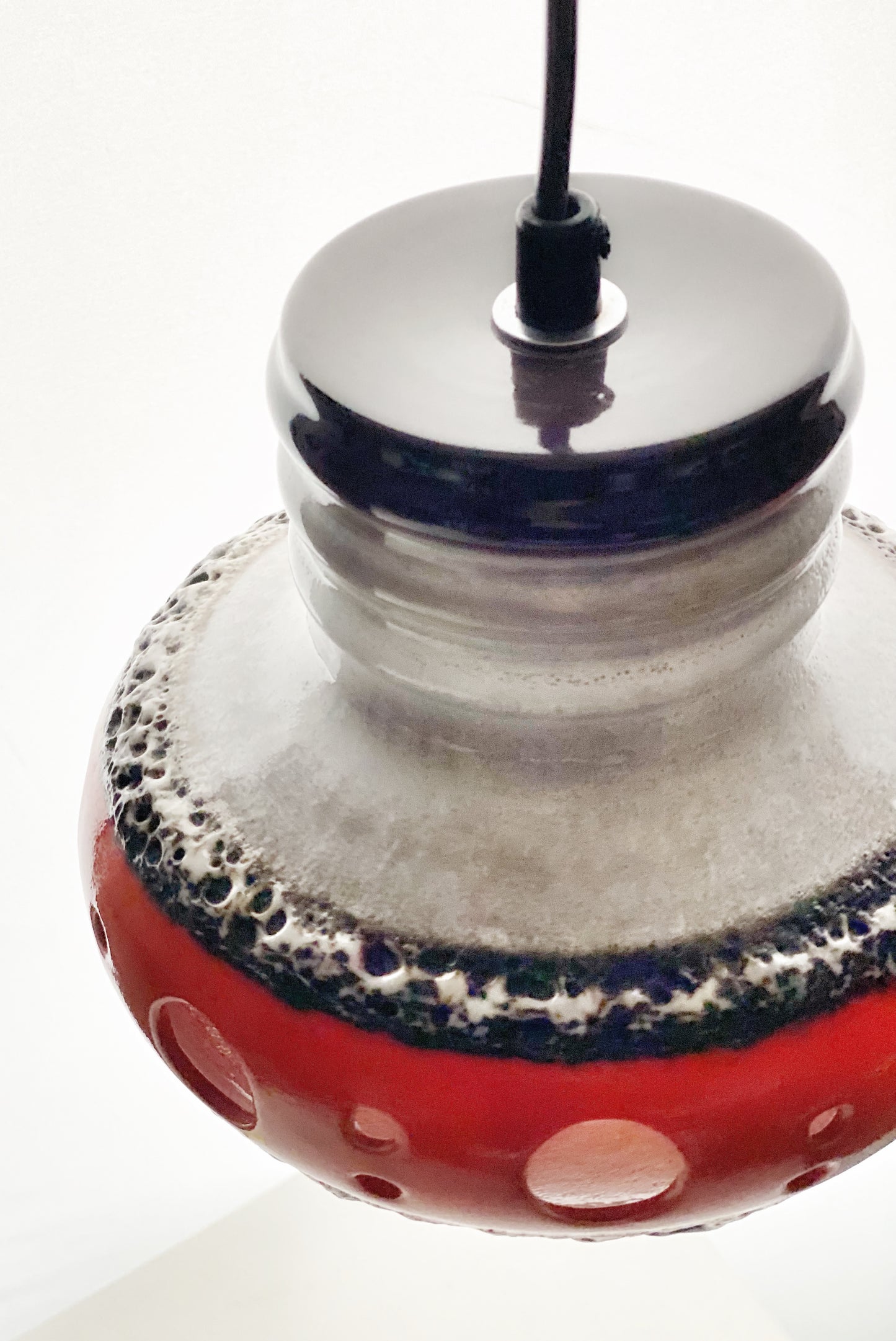Herda Ceramic Volcanic Lava UFO 3 Light Pendant 1970s