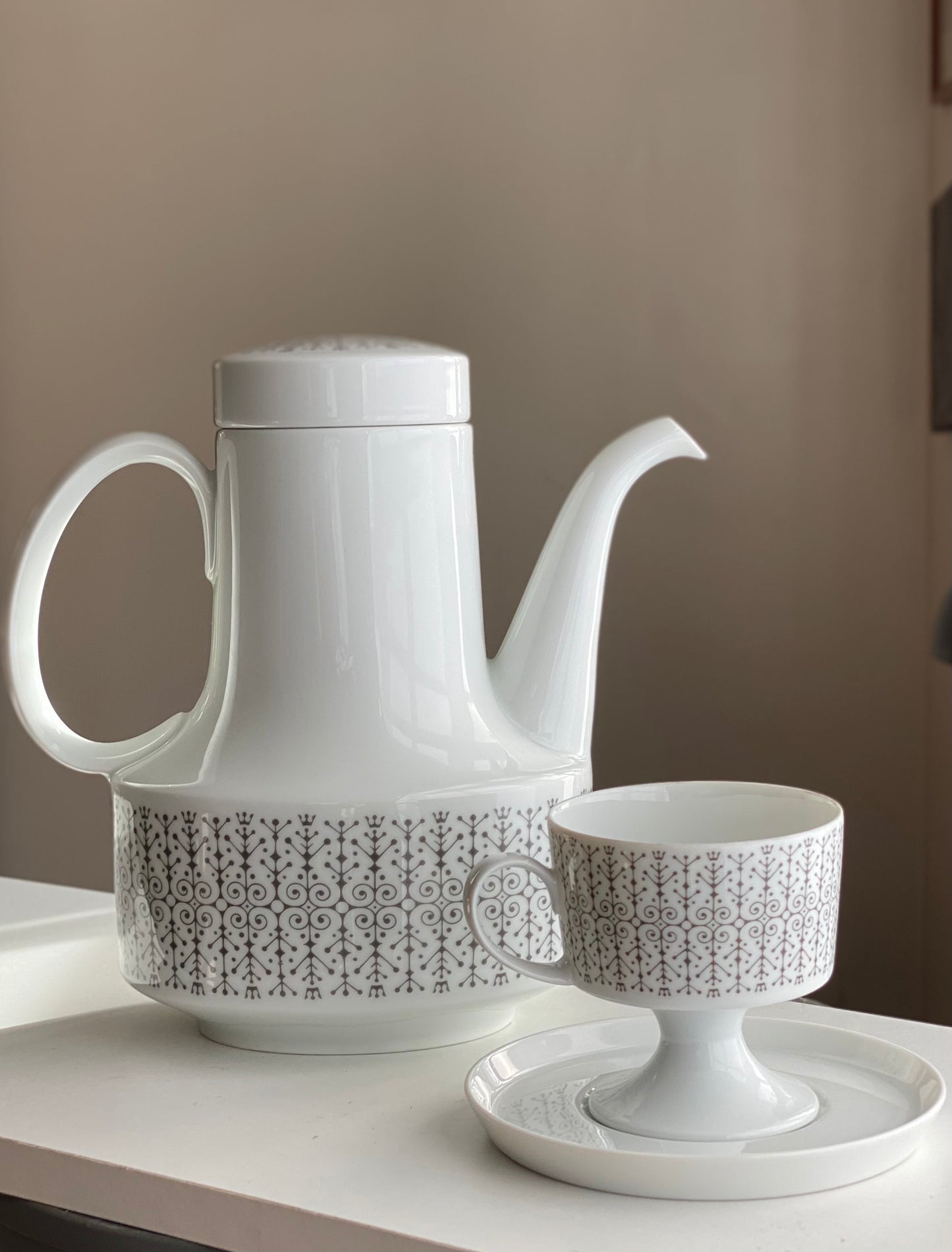 Tapio Wirkkala for Rosenthal Composition Sgrafitto Grey 6016 Tea Coffee ware 1963 Finland