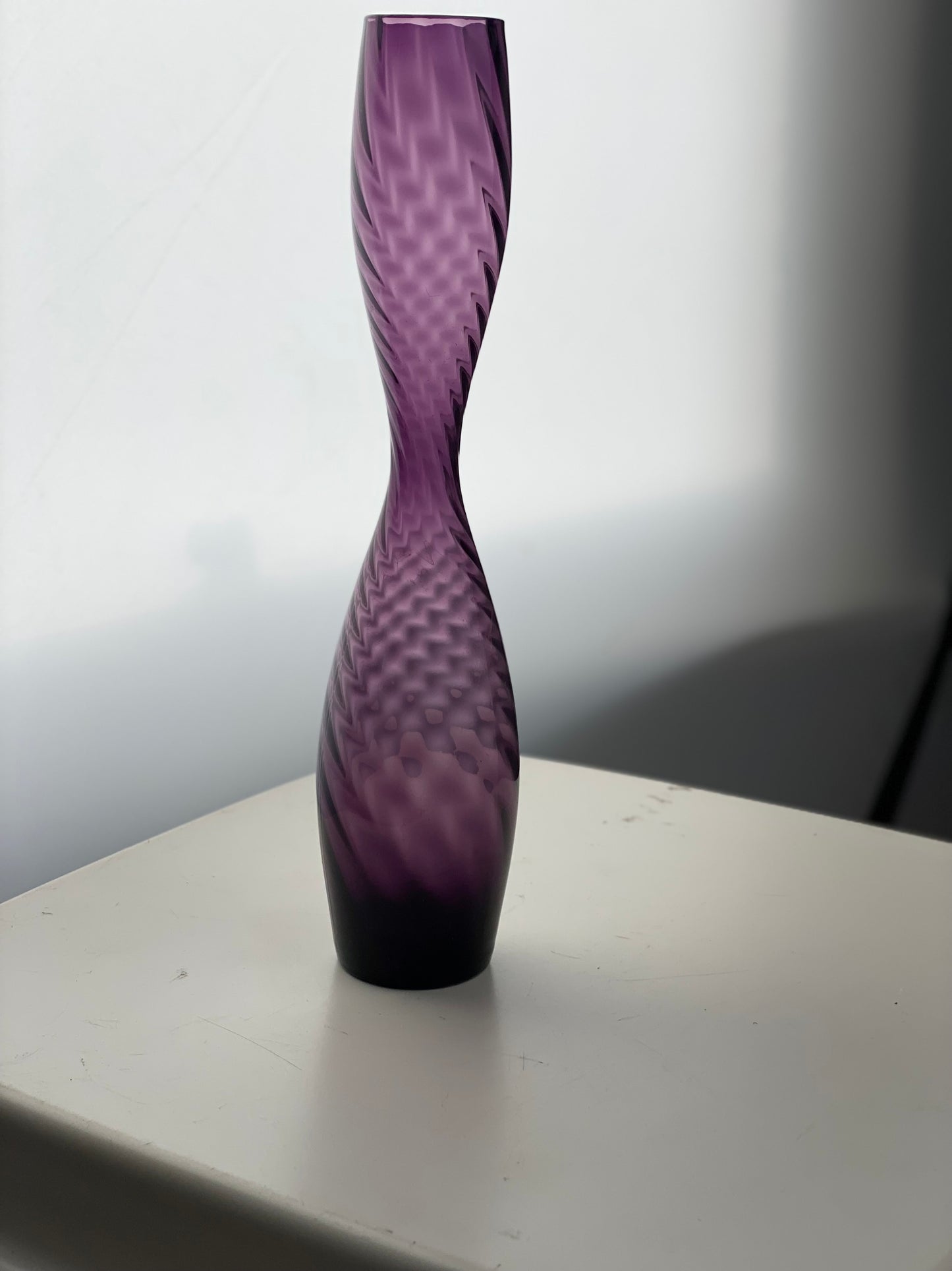 Swirls and curves - 1970s Vase - beautiful plum agate colour
