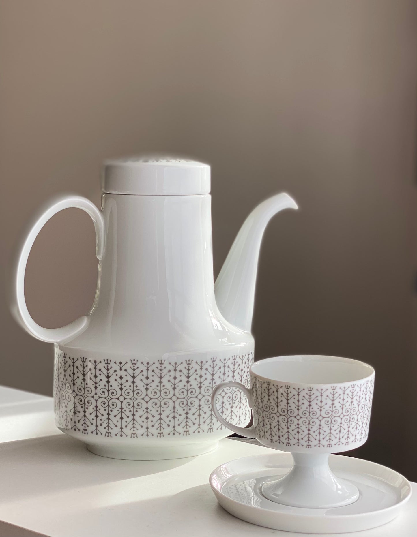 Tapio Wirkkala for Rosenthal Composition Sgrafitto Grey 6016 Tea Coffee ware 1963 Finland