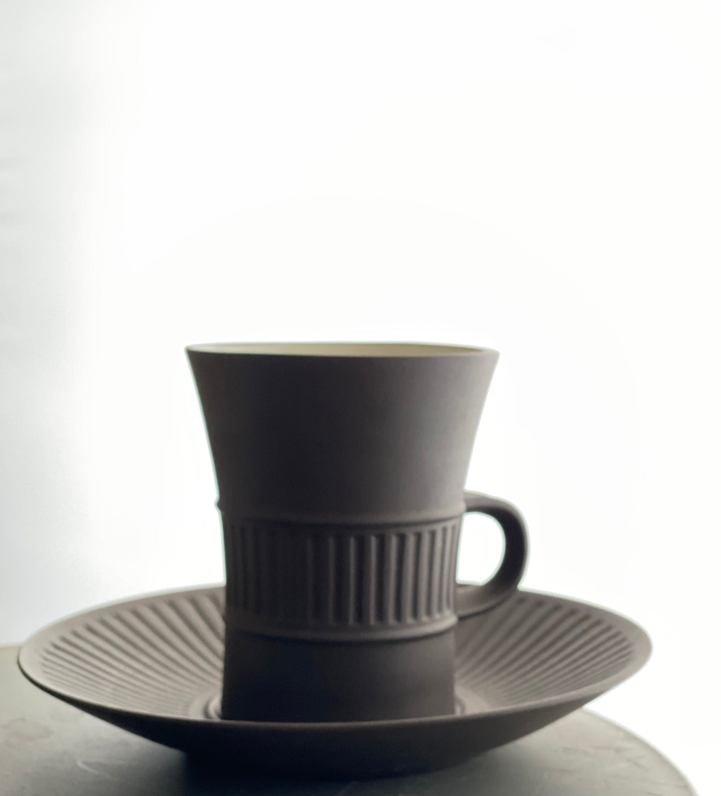 Jens Harald Quistgaard’s ‘Fluted Flamestone’ teacup and saucer.