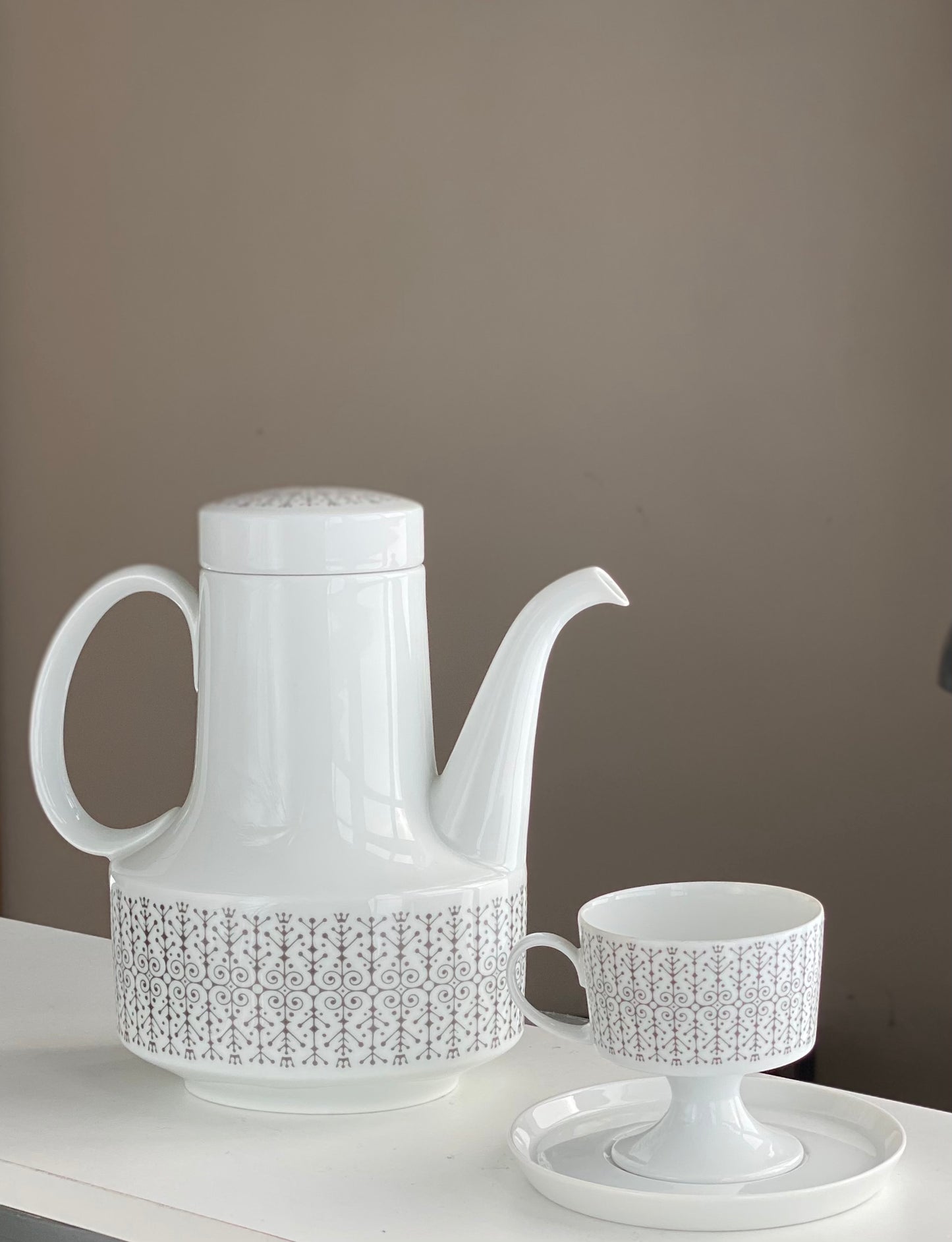 Tapio Wirkkala for Rosenthal Composition Sgrafitto Grey 6016 Tea Coffee ware 1963 Finland