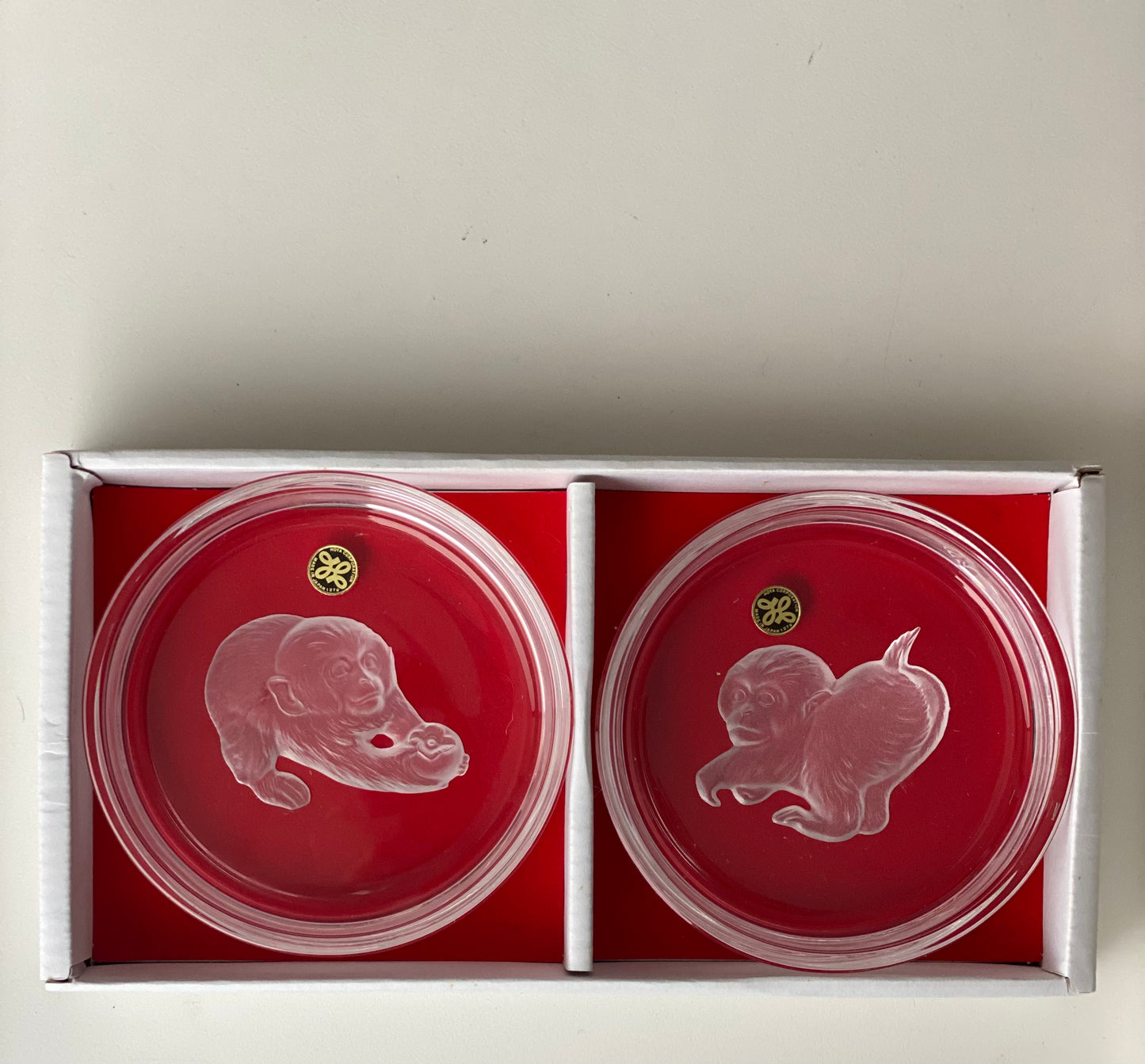 Year of the Monkey Japanese Etched Dishes 1980