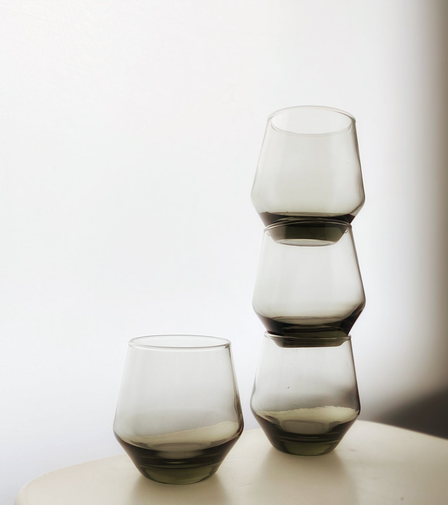 Scandinavian Smoked Glass 1970s Tumblers