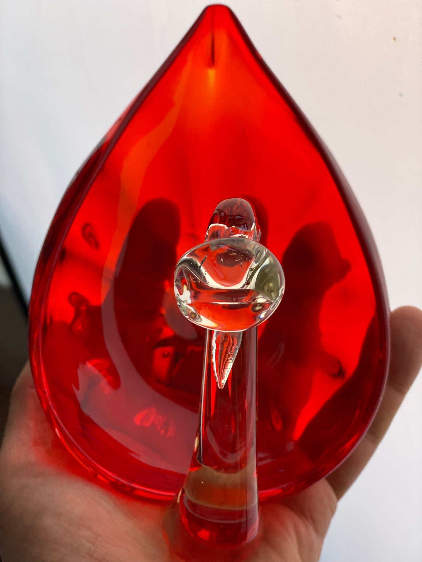 Vintage Japanese Glass Swan 1960s Red Dish / Ashtray