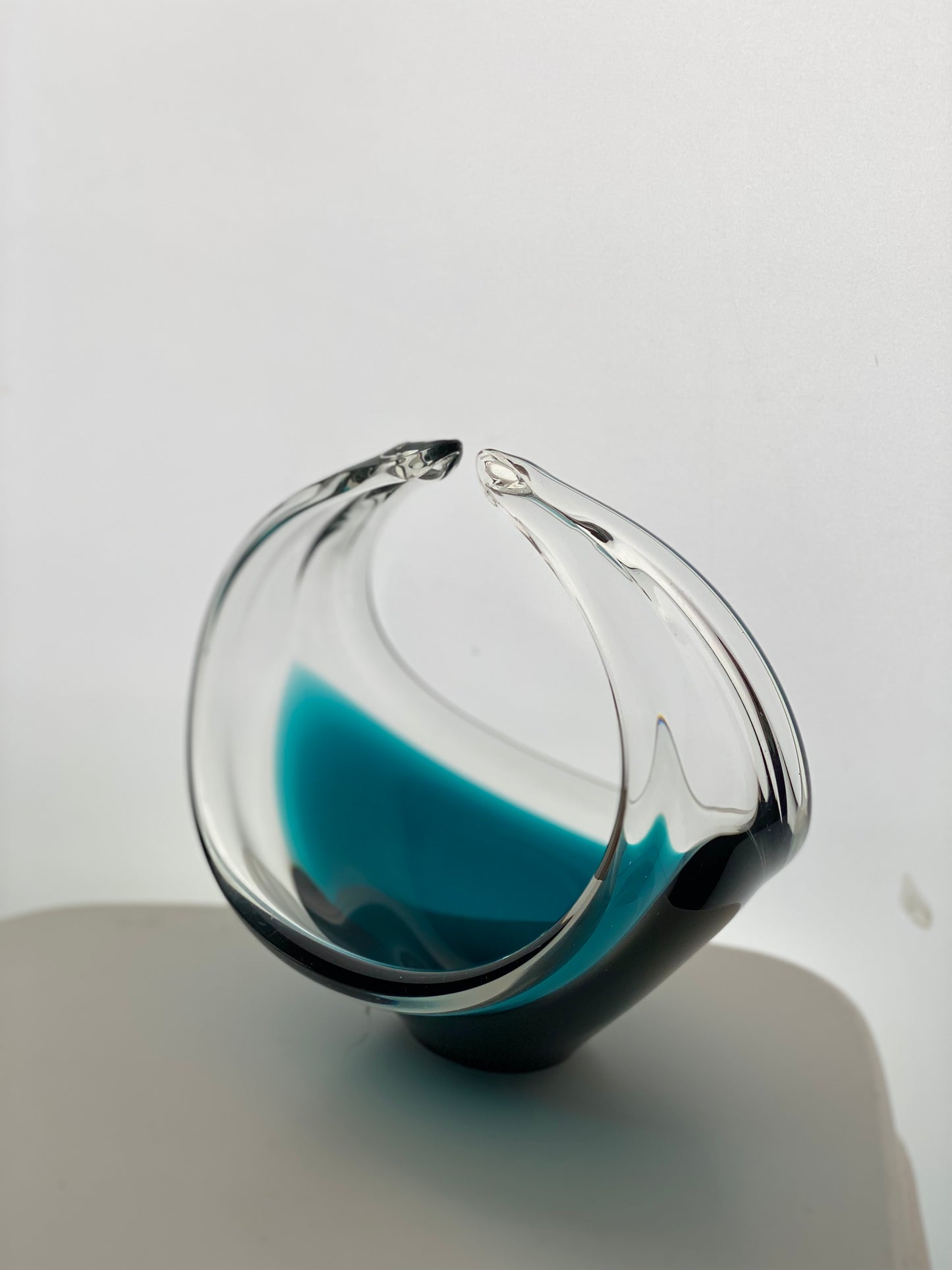 Glass basket Sulo Grönberg, Oy Kumela Finland 1970s