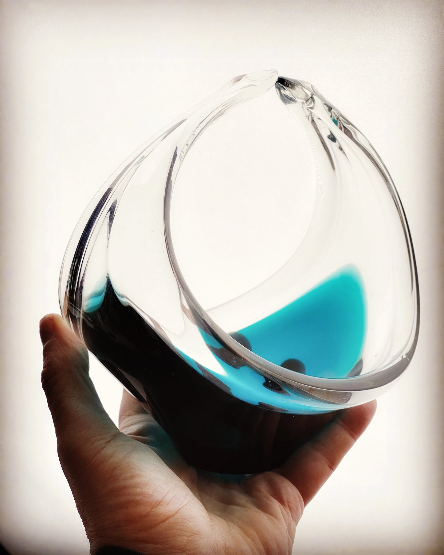 Glass basket Sulo Grönberg, Oy Kumela Finland 1970s