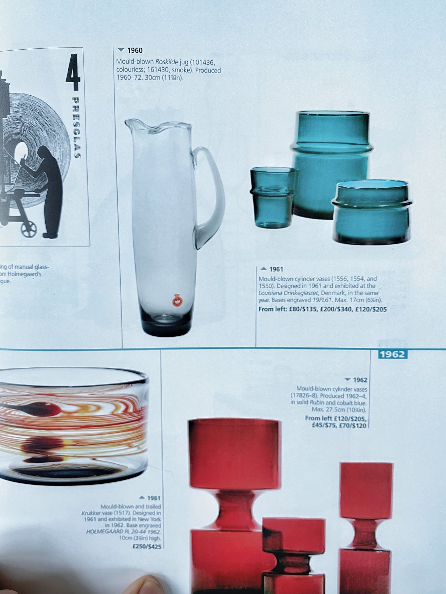 Per Lütken Holmegaard Roskilde jug carafe and Tumblers
