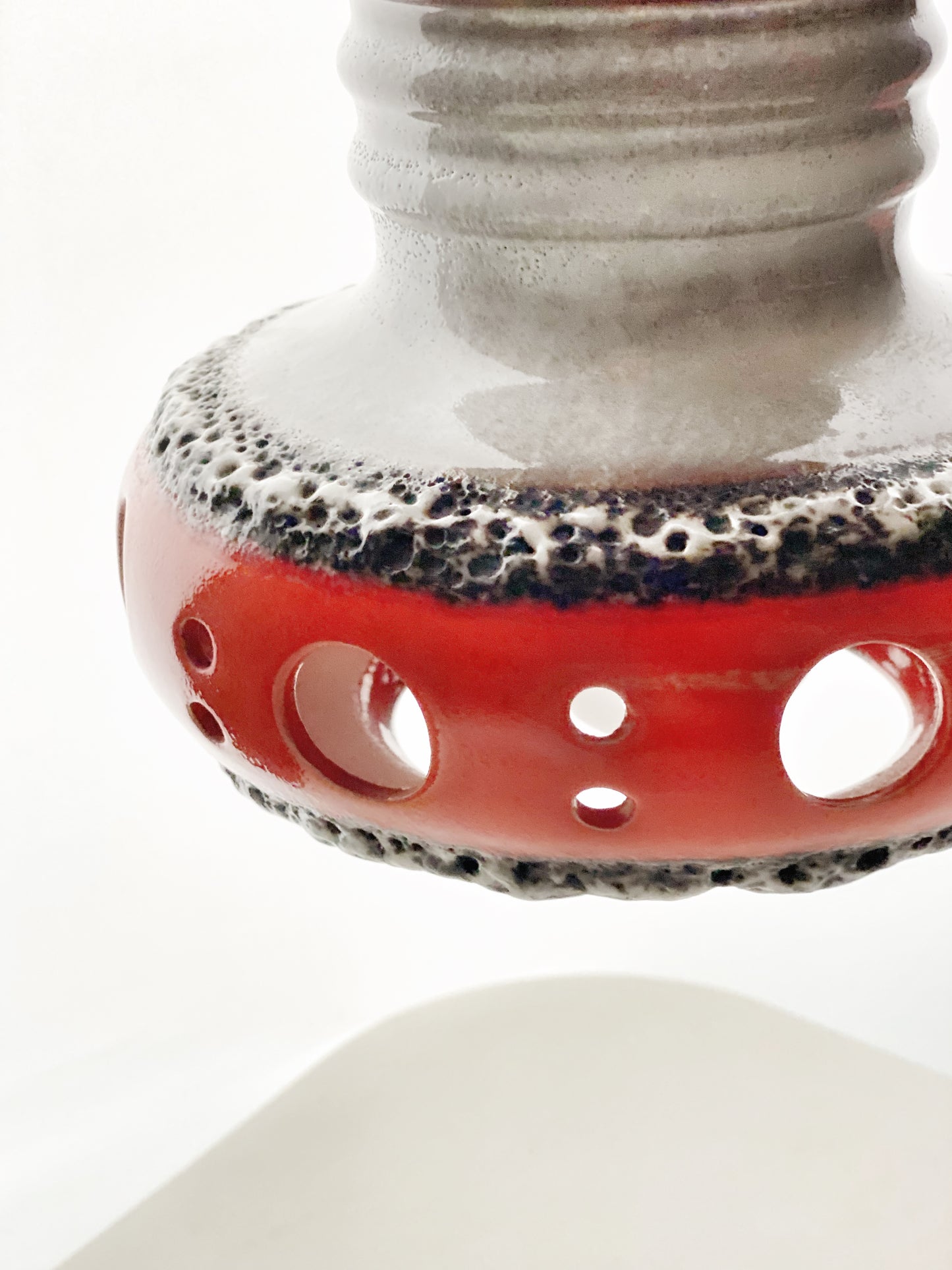 Herda Ceramic Volcanic Lava UFO 3 Light Pendant 1970s