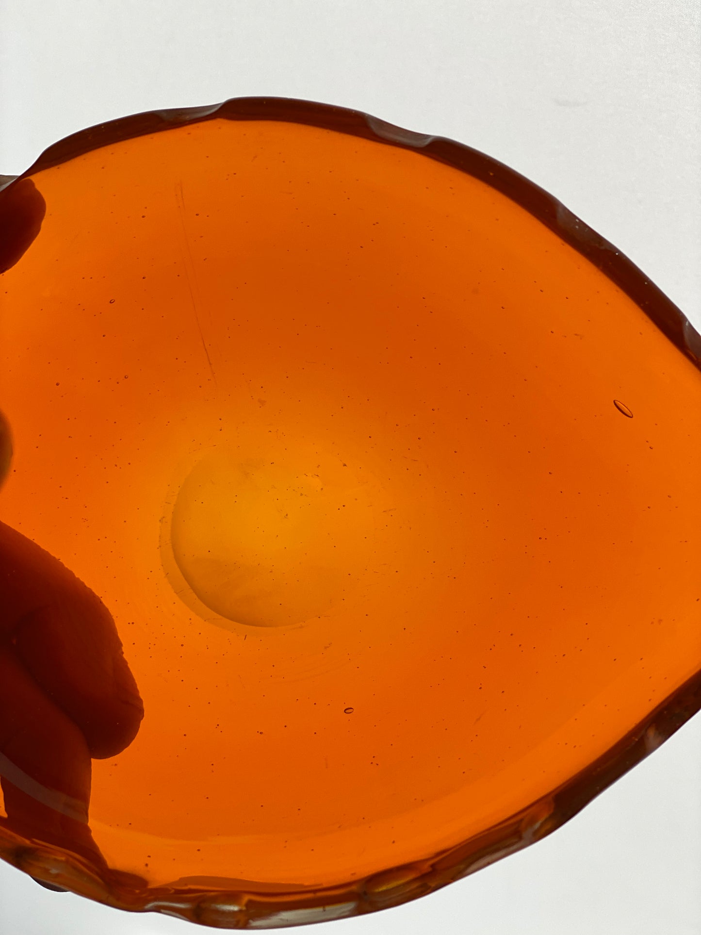 Vintage Japanese Glass Crested Bird 1960s Orange Dish / Ashtray