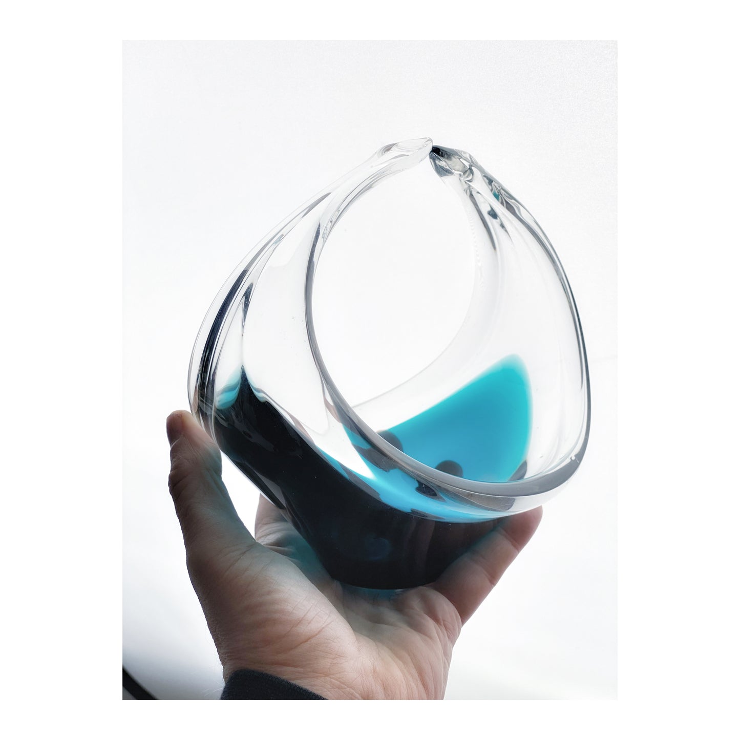 Glass basket Sulo Grönberg, Oy Kumela Finland 1970s