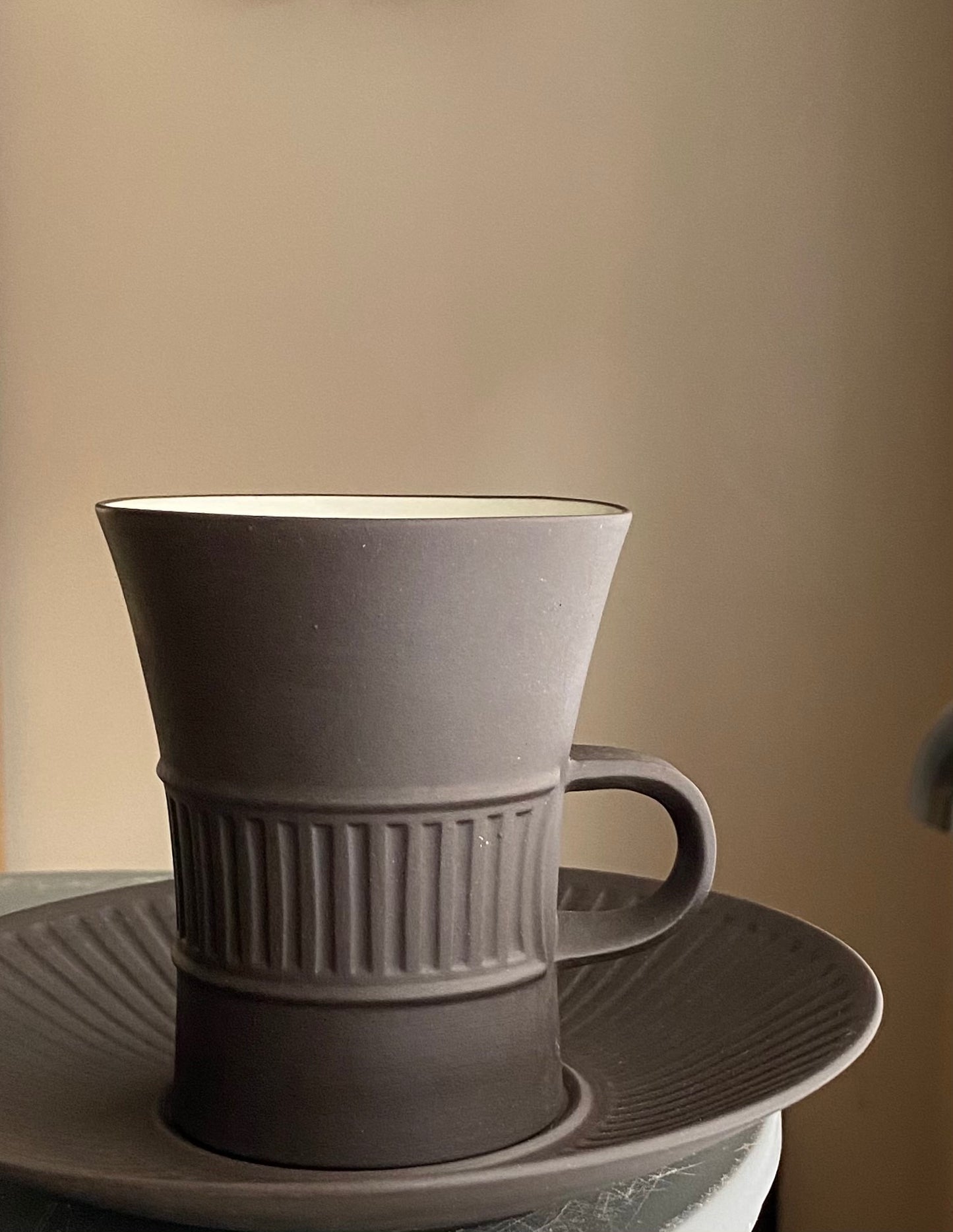 Jens Harald Quistgaard’s ‘Fluted Flamestone’ teacup and saucer.