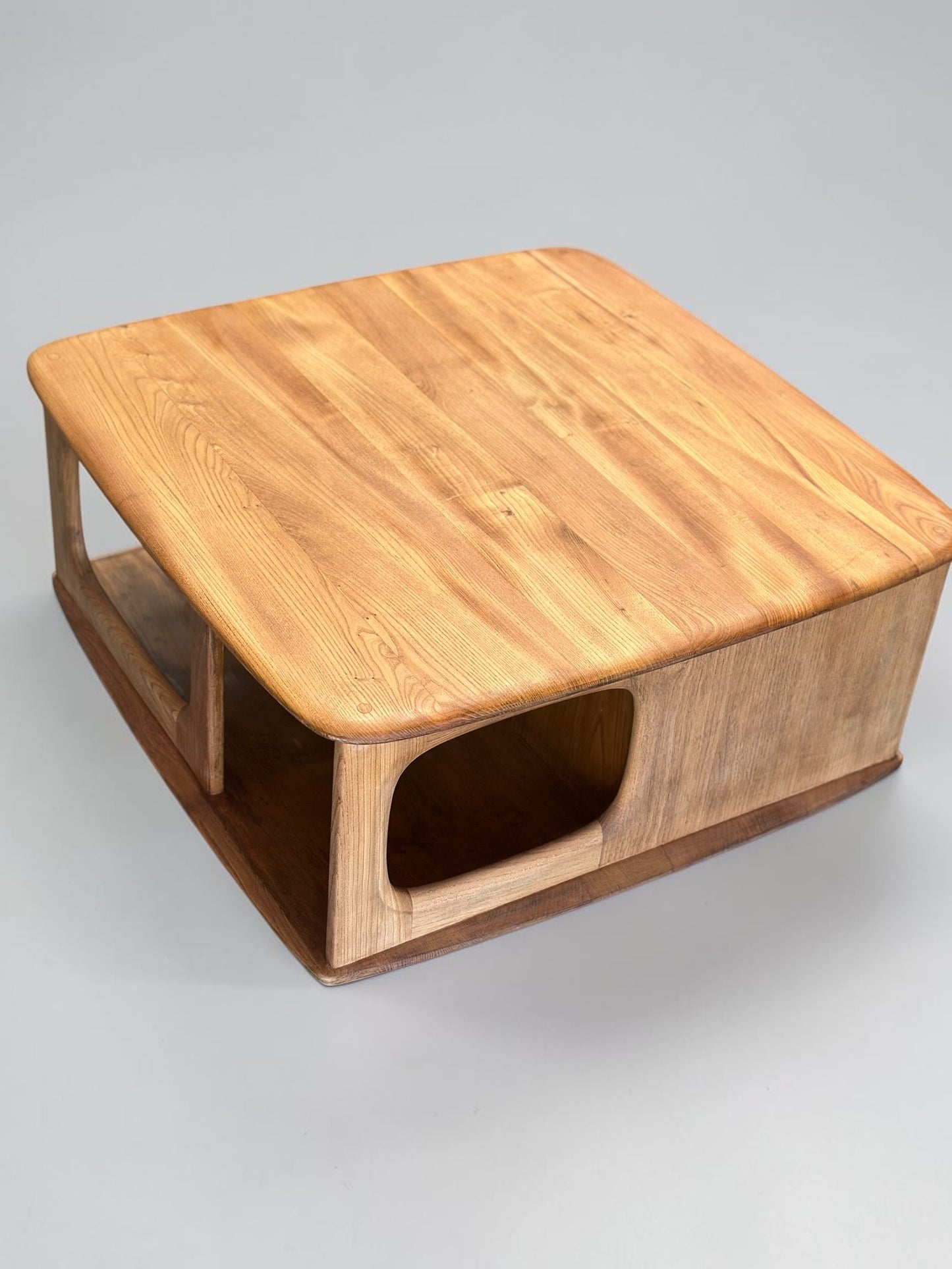 Mid-Century Ercol Blonde Elm Pandora’s Box Coffee Table — Model 735