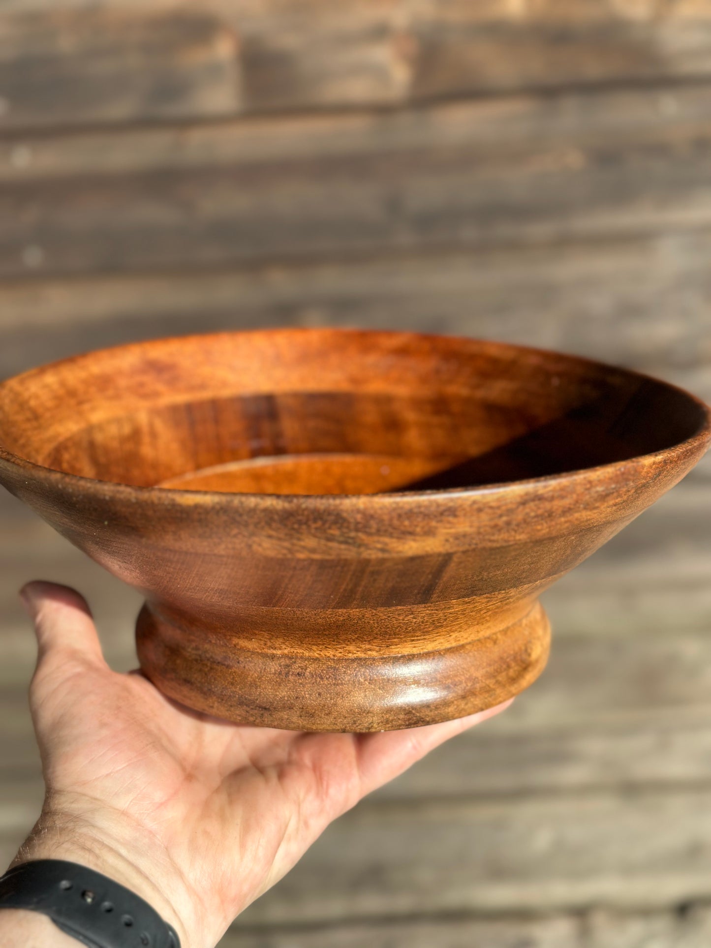 Vintage Hand Turned Mahogany Fruit Bowl
