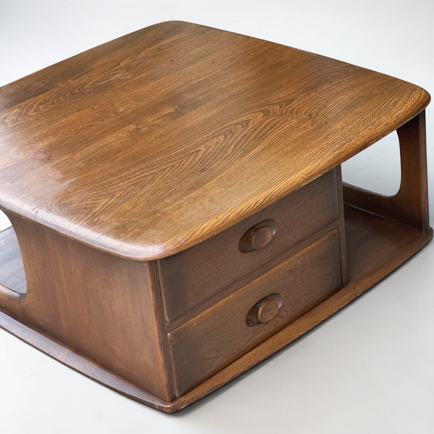 Ercol Pandora’s Box Coffee Table — Dark Elm, c.1970