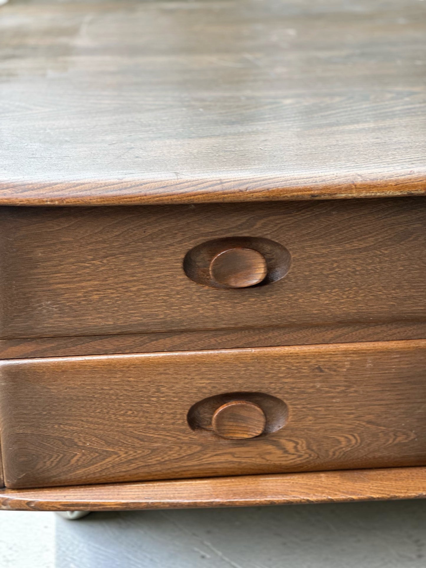 Ercol Pandora’s Box Coffee Table — Dark Elm, c.1970