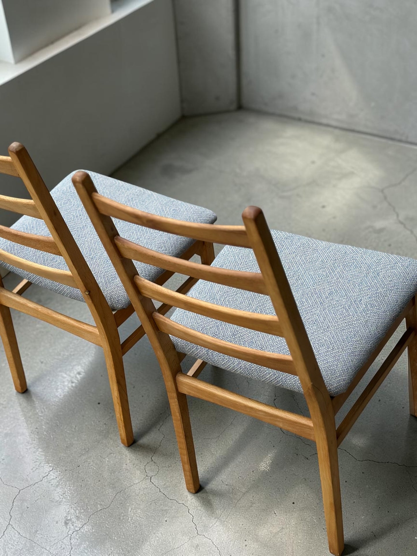 Pair of Vintage East German Ladderback Dining Chairs