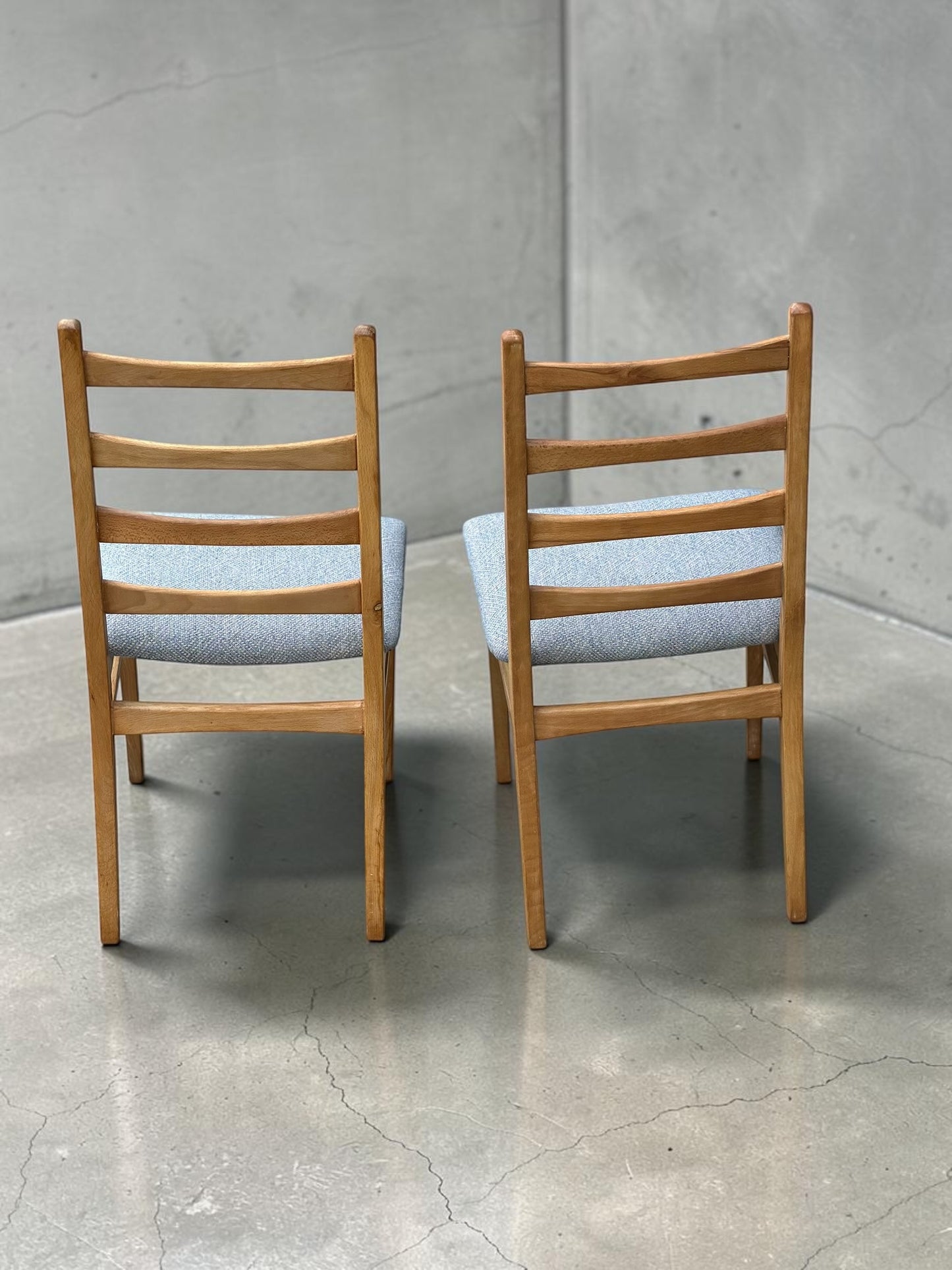Pair of Vintage East German Ladderback Dining Chairs