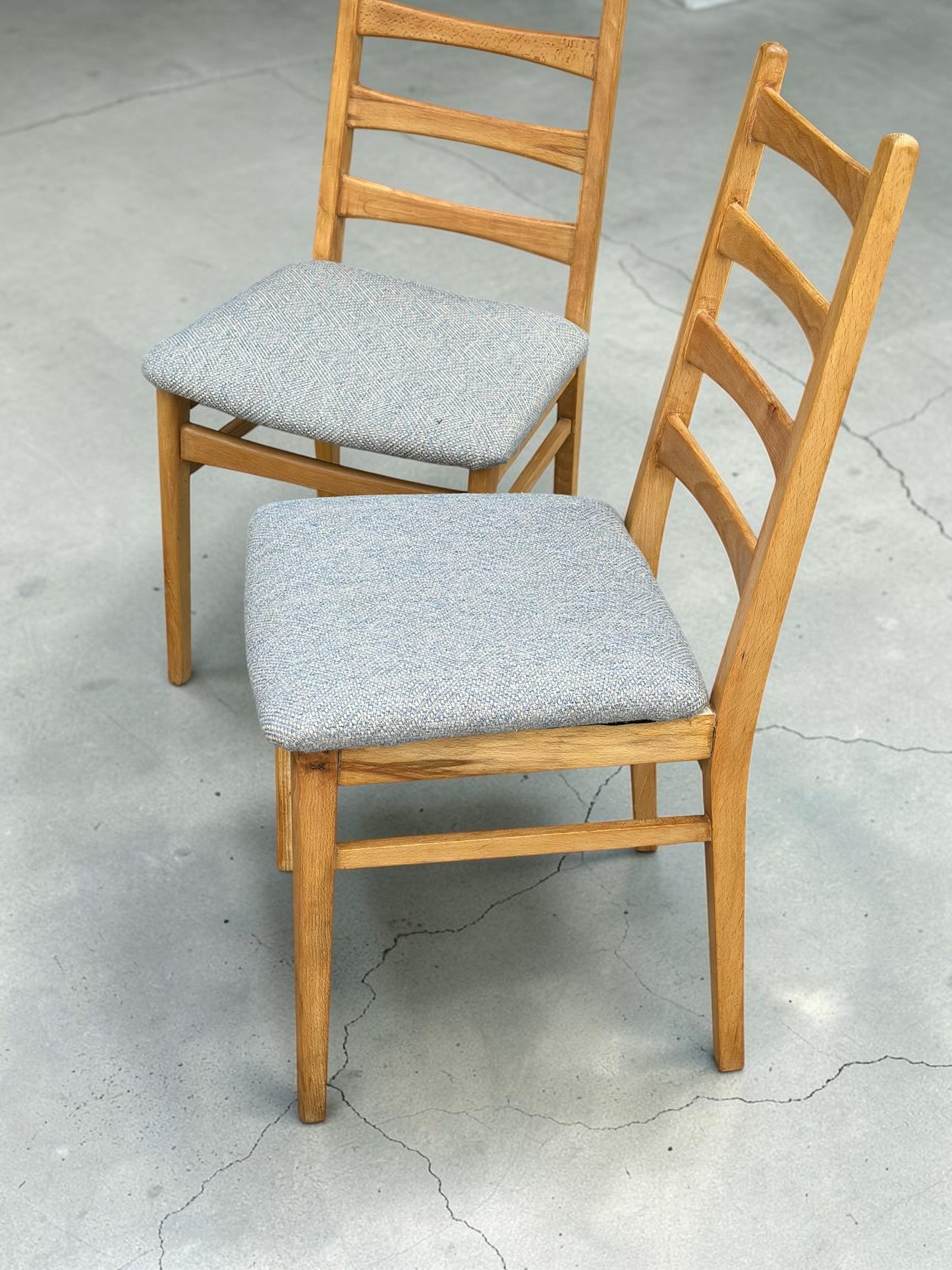 Pair of Vintage East German Ladderback Dining Chairs