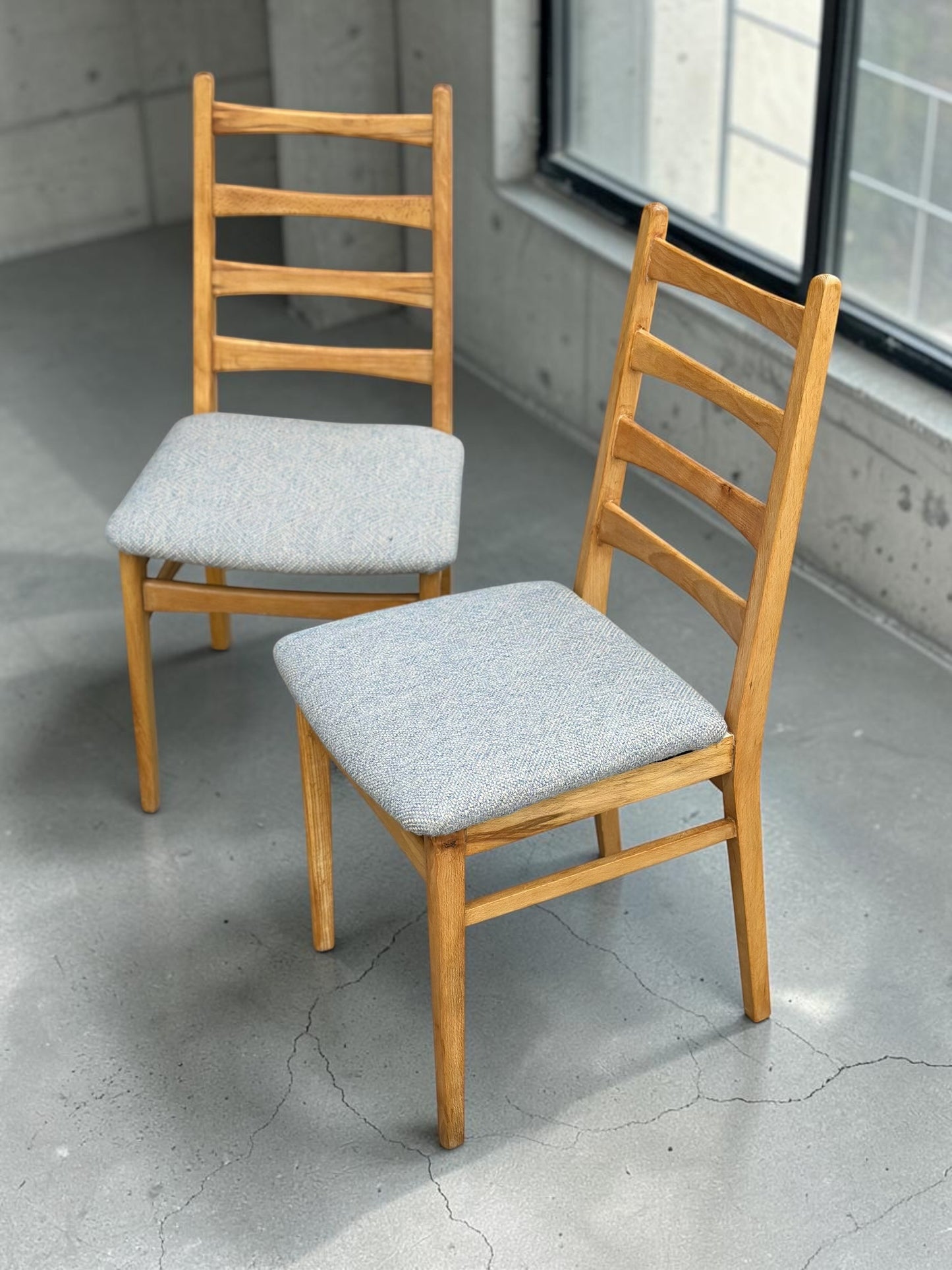 Pair of Vintage East German Ladderback Dining Chairs