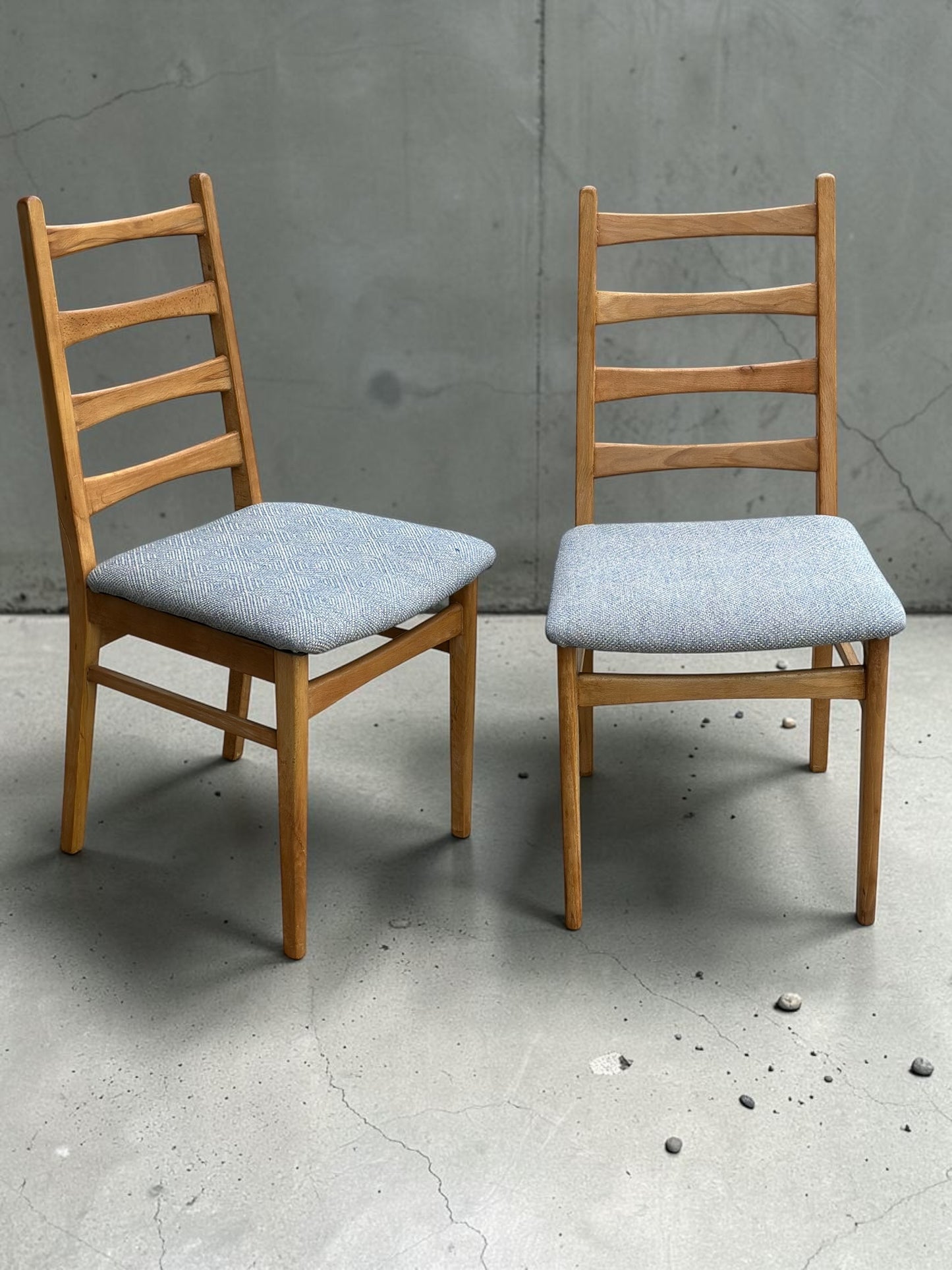 Pair of Vintage East German Ladderback Dining Chairs