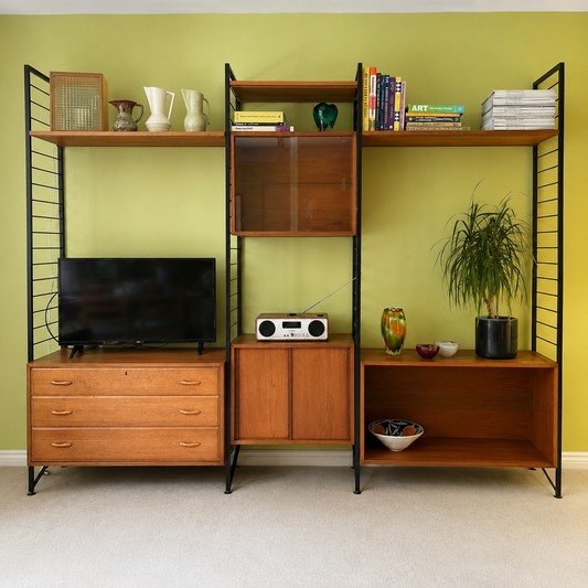 Genuine Ladderax, designed by Robert Heal for Staples 1964, Teak and Black Steel.
