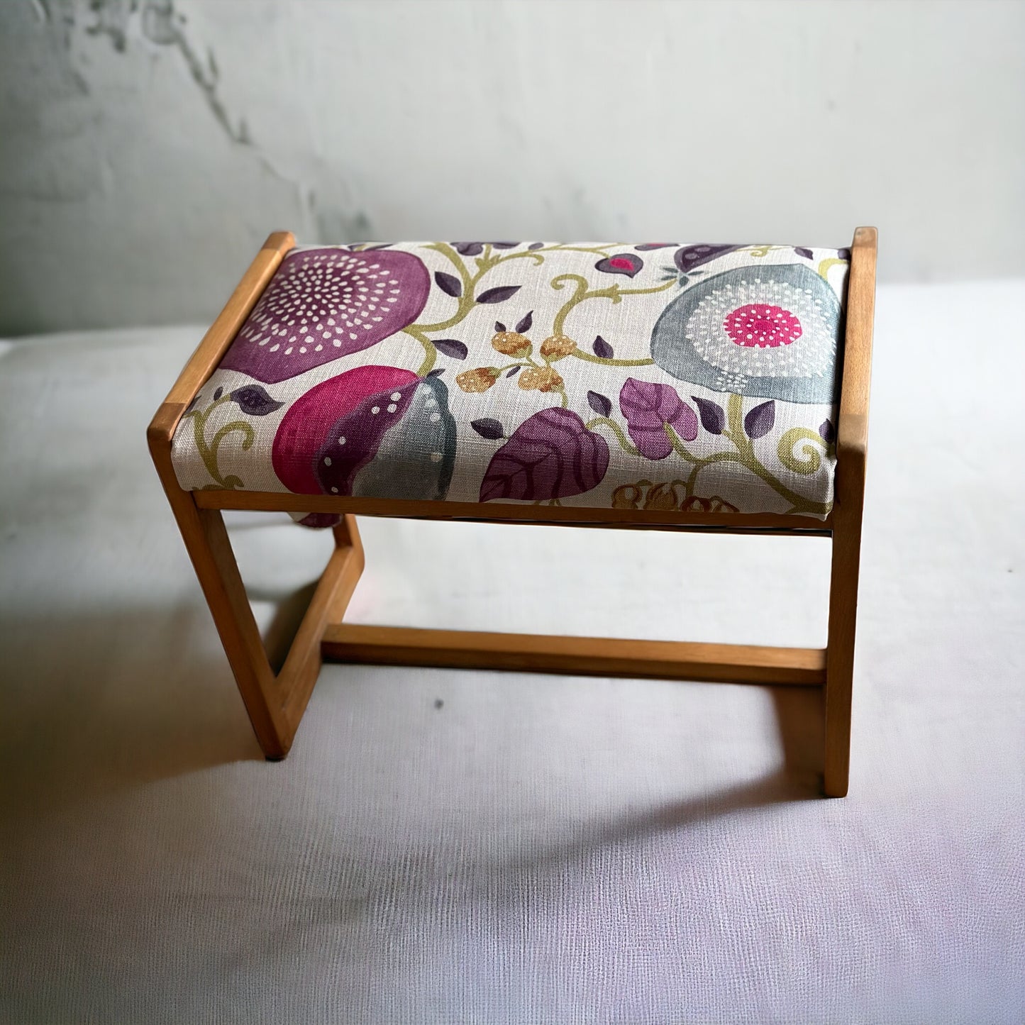 Vintage Midcentury Bench / Stool Sanderson Upholstered Midcentury