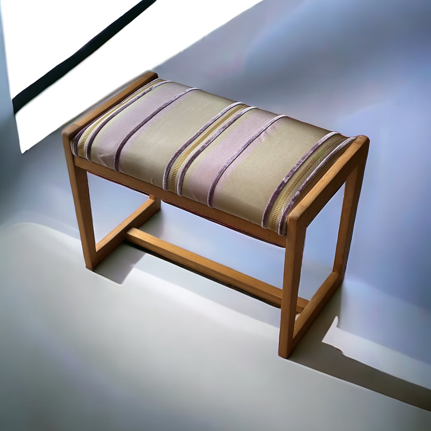 Vintage Bench / Stool Upholstered Midcentury