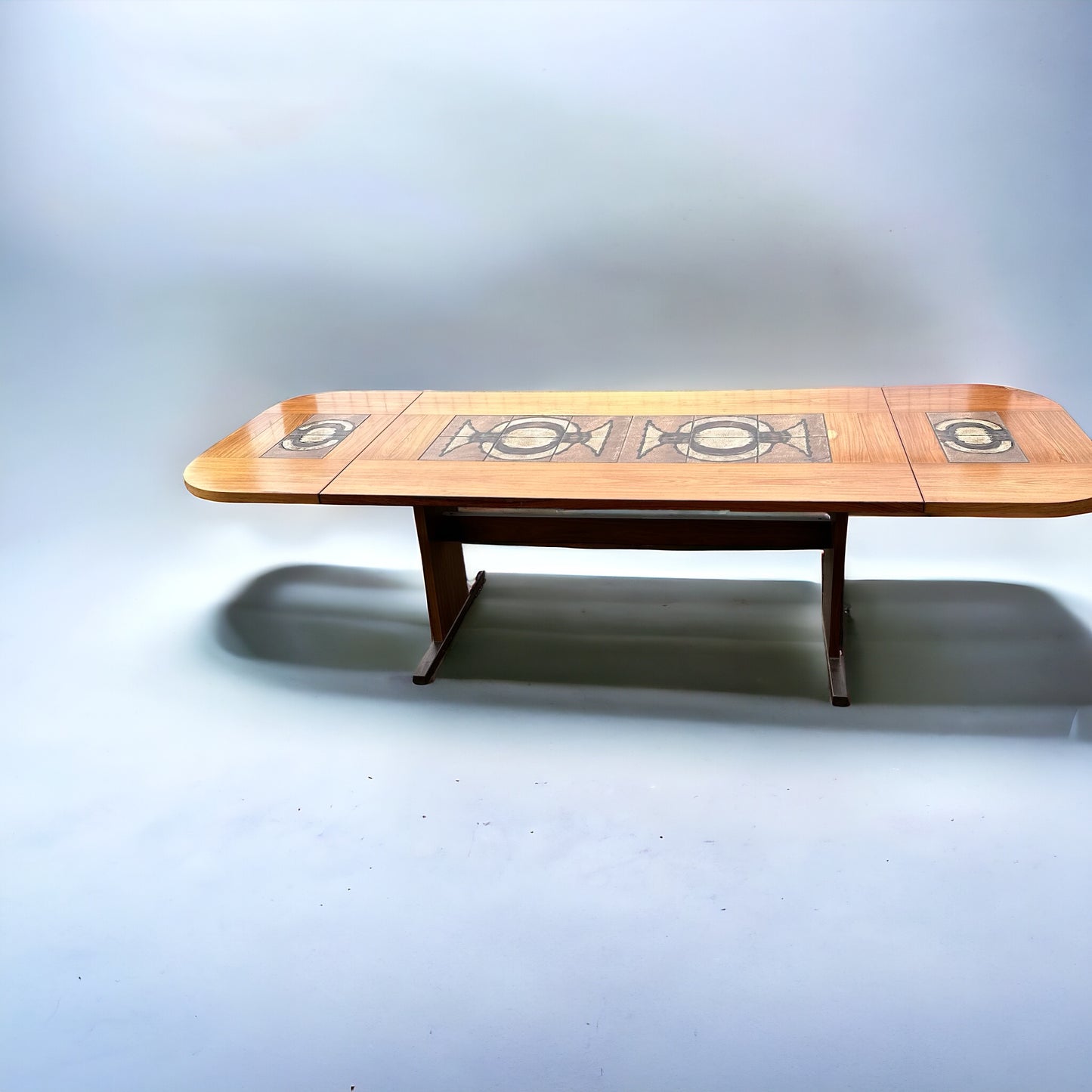 Large Dropleaf Dining Table with Tile Inset by Gangso Moble 1970s Poul Hermann Poulsen Design