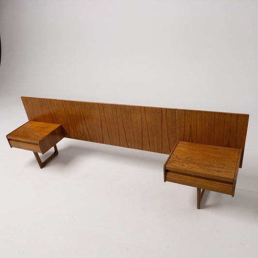 G Plan ‘Danish Range’ Teak Headboard with Integrated Bedside Cabinets, 1960s
