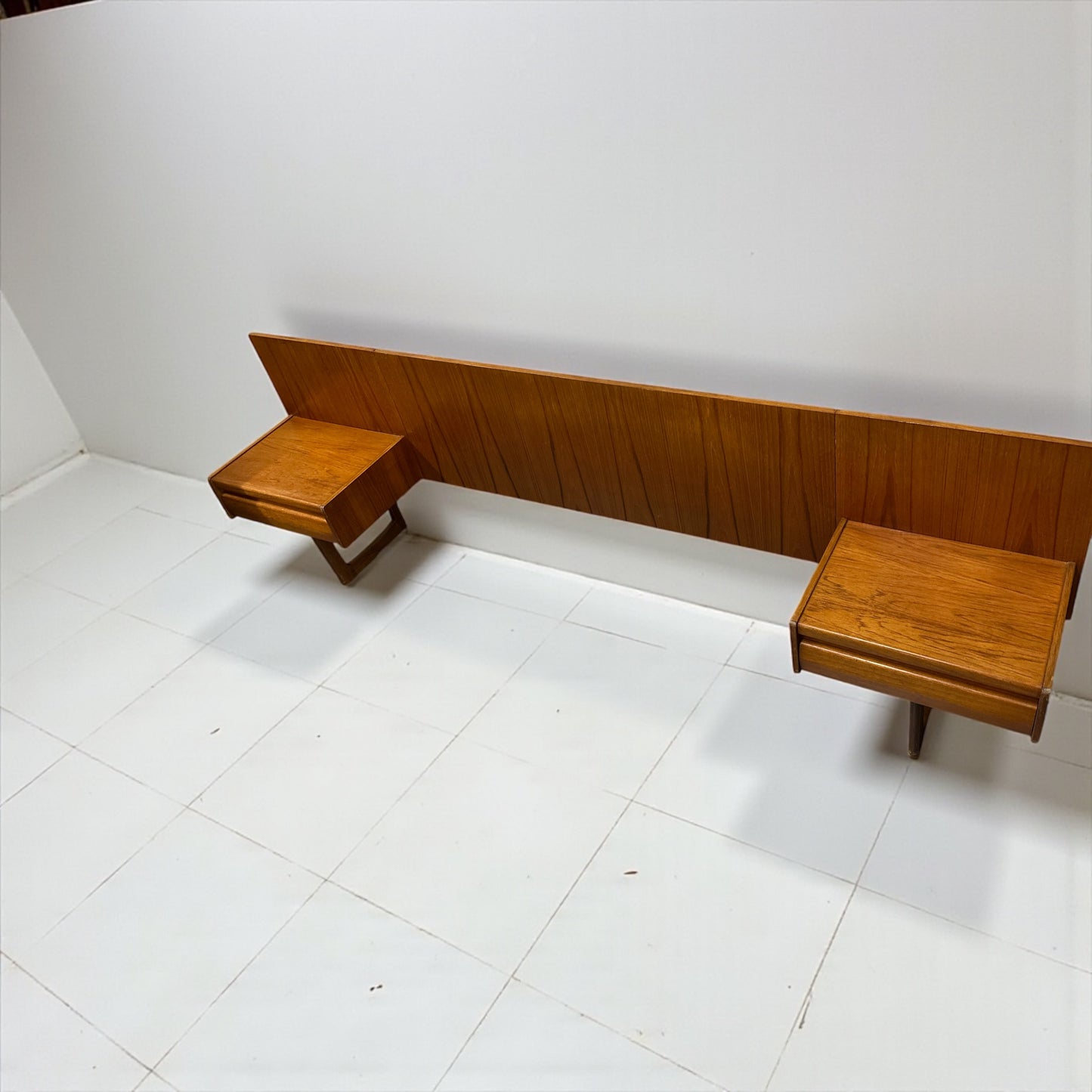 G Plan ‘Danish Range’ Teak Headboard with Integrated Bedside Cabinets, 1960s